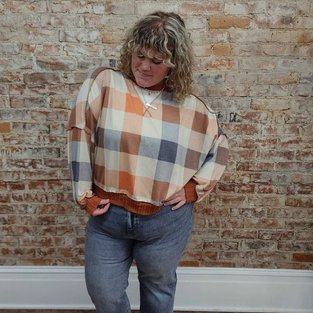 Pumpkin Plaid Top