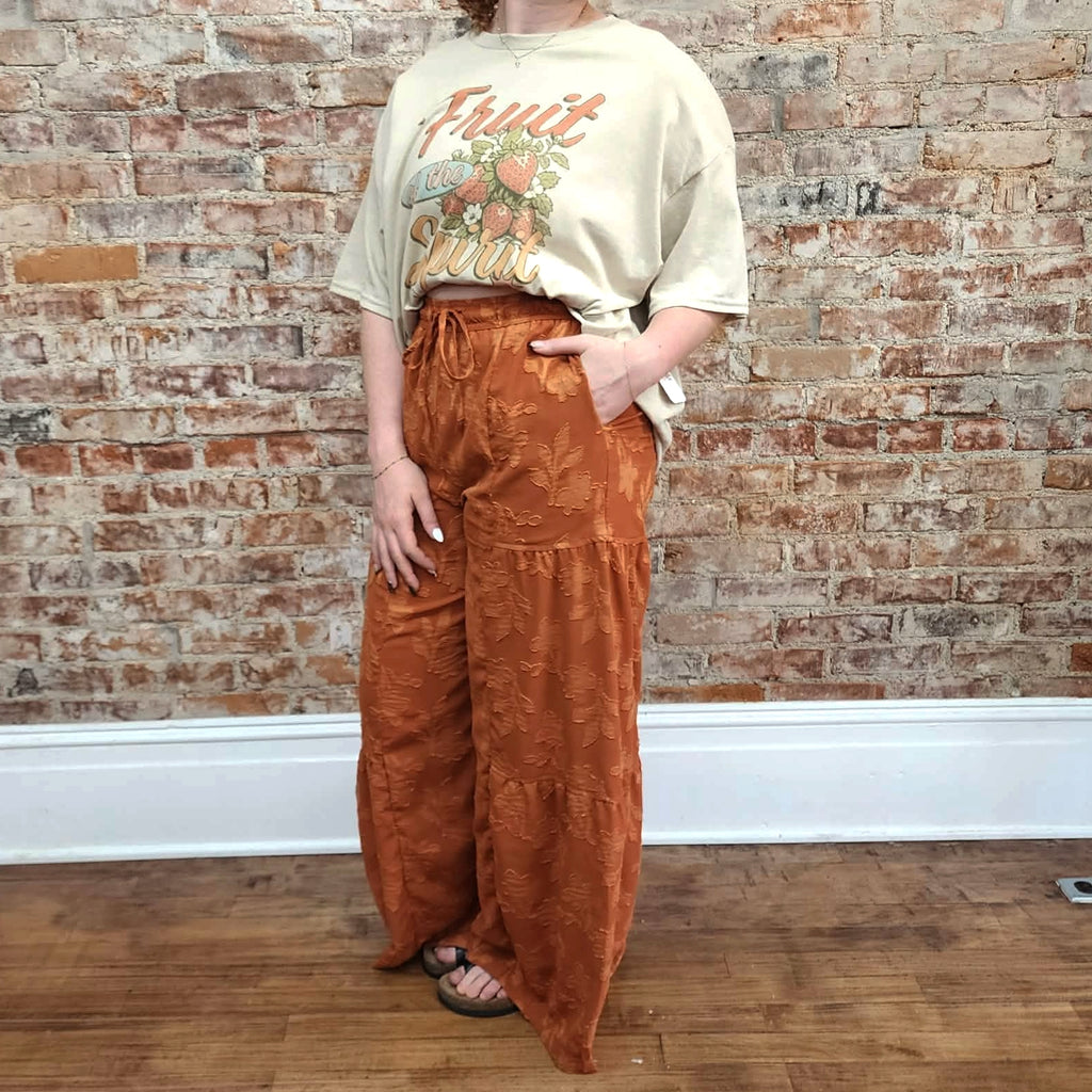 Rustic Floral Flowy Pants