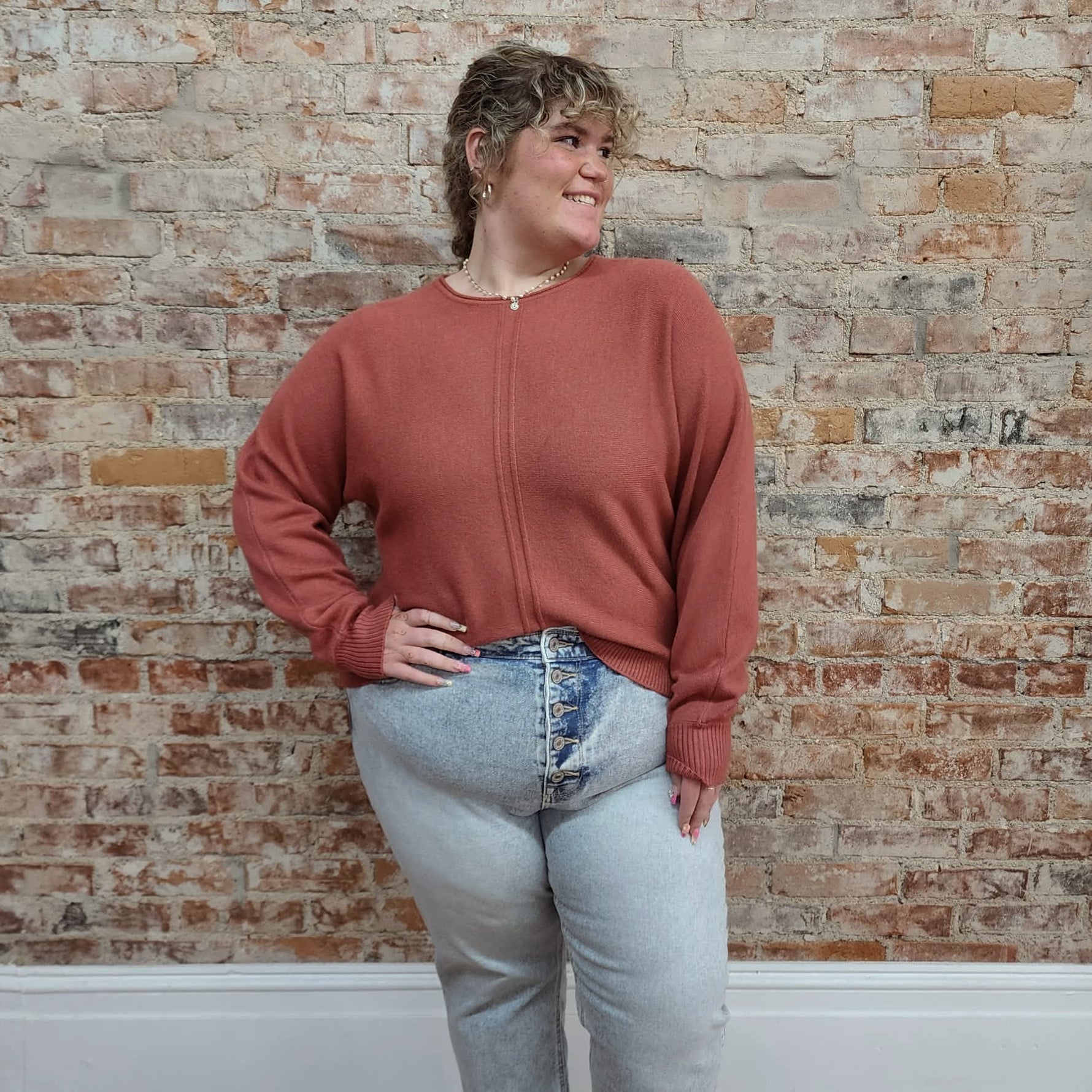 Fall Coral Soft Sweater