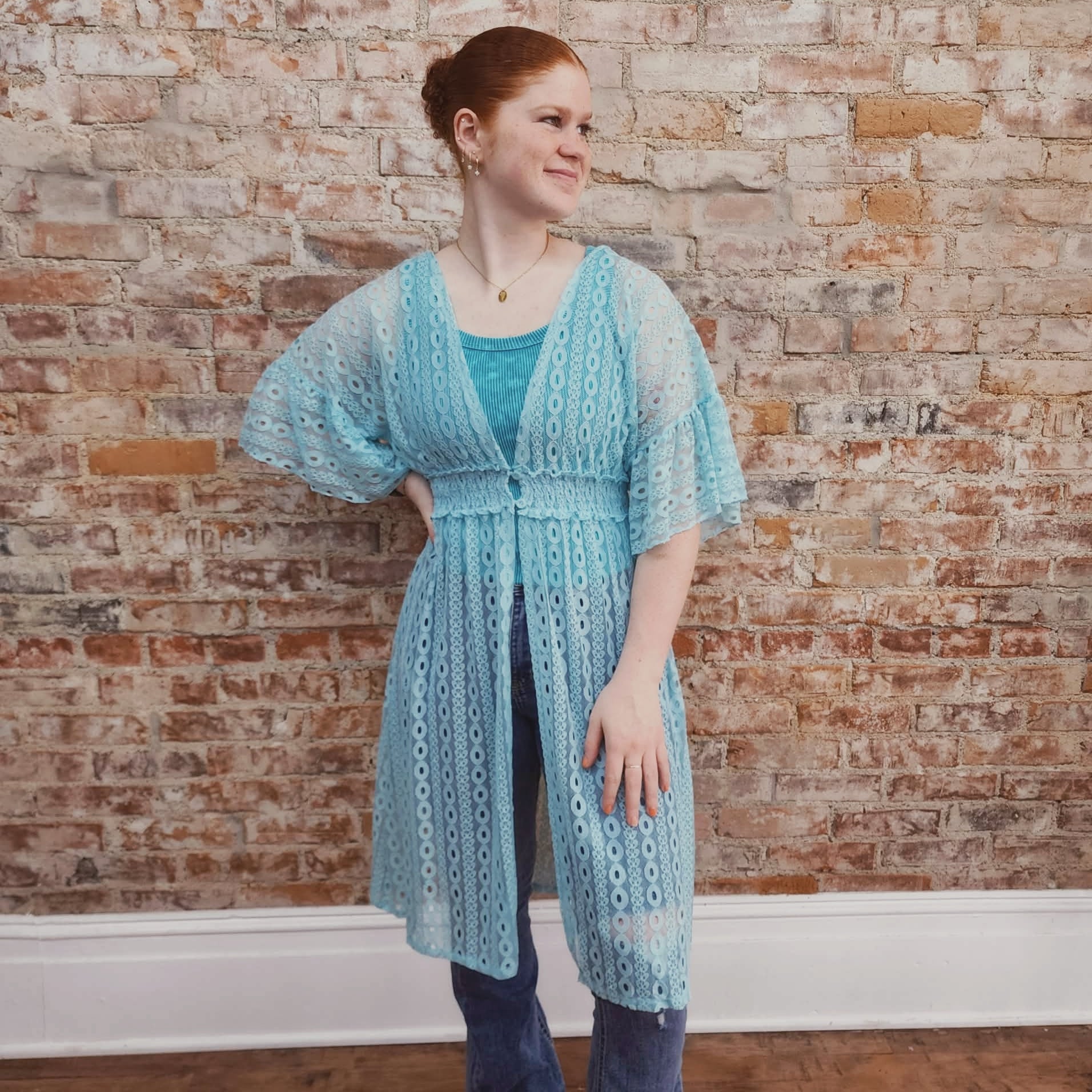 Aqua Long Kimono