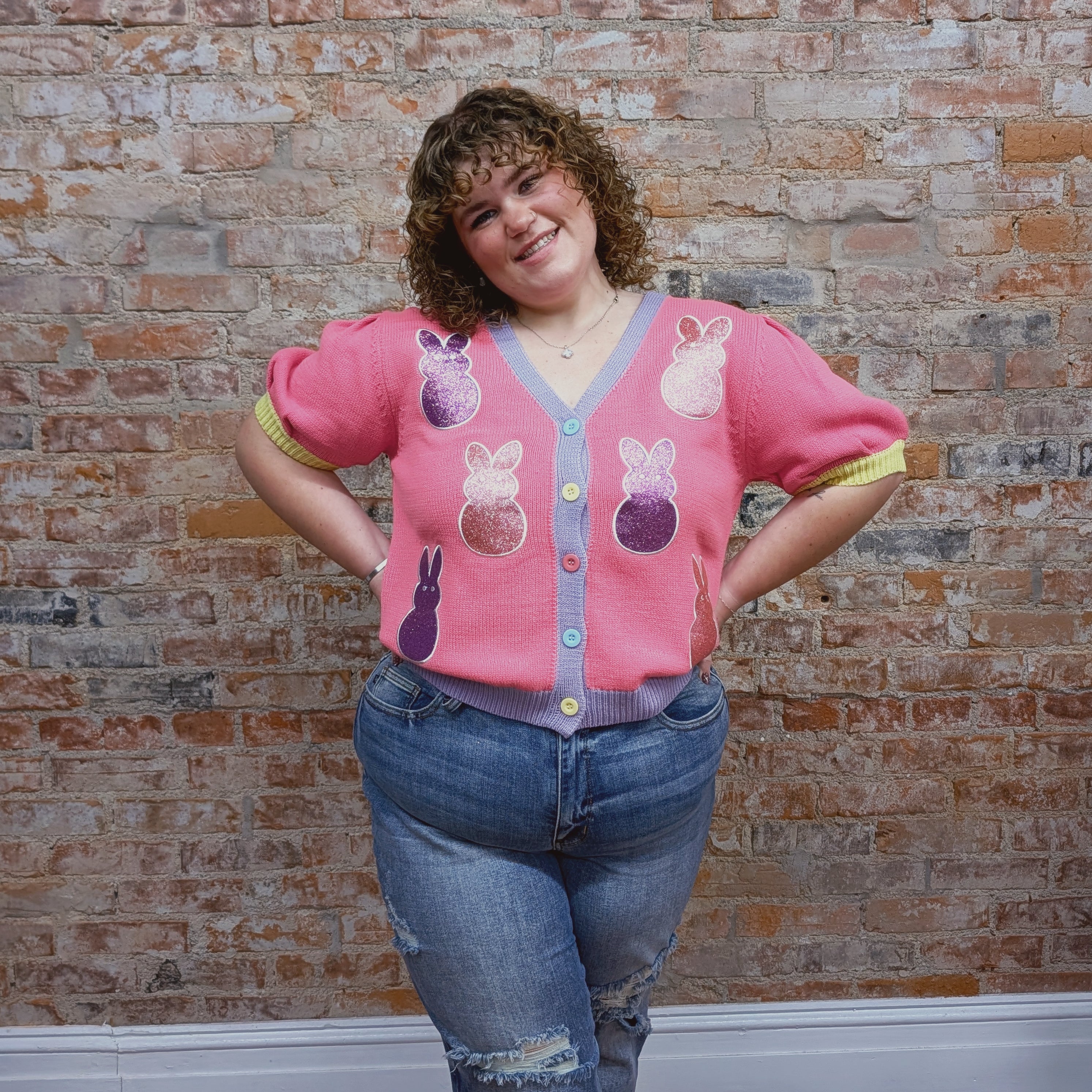 Short Sleeve Peep Sweater