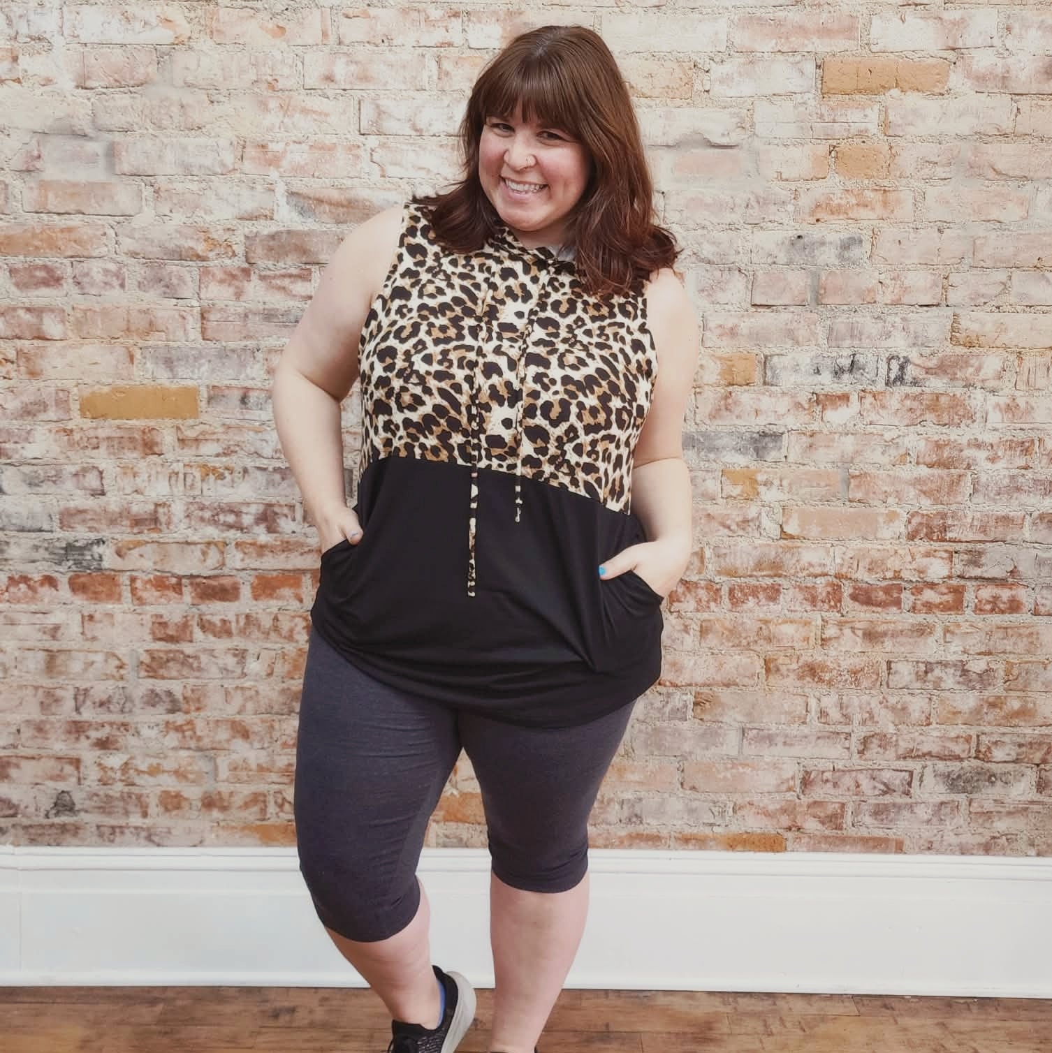 Animal Print Hooded Tunic Tank