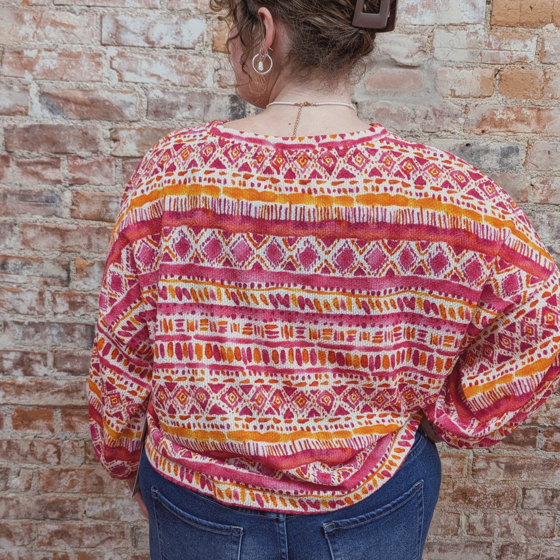 Cranberry Orange Cropped Blouse