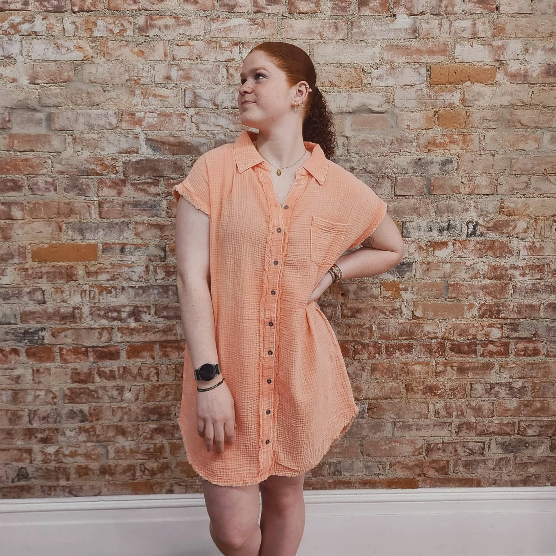 Coral Shirt Dress