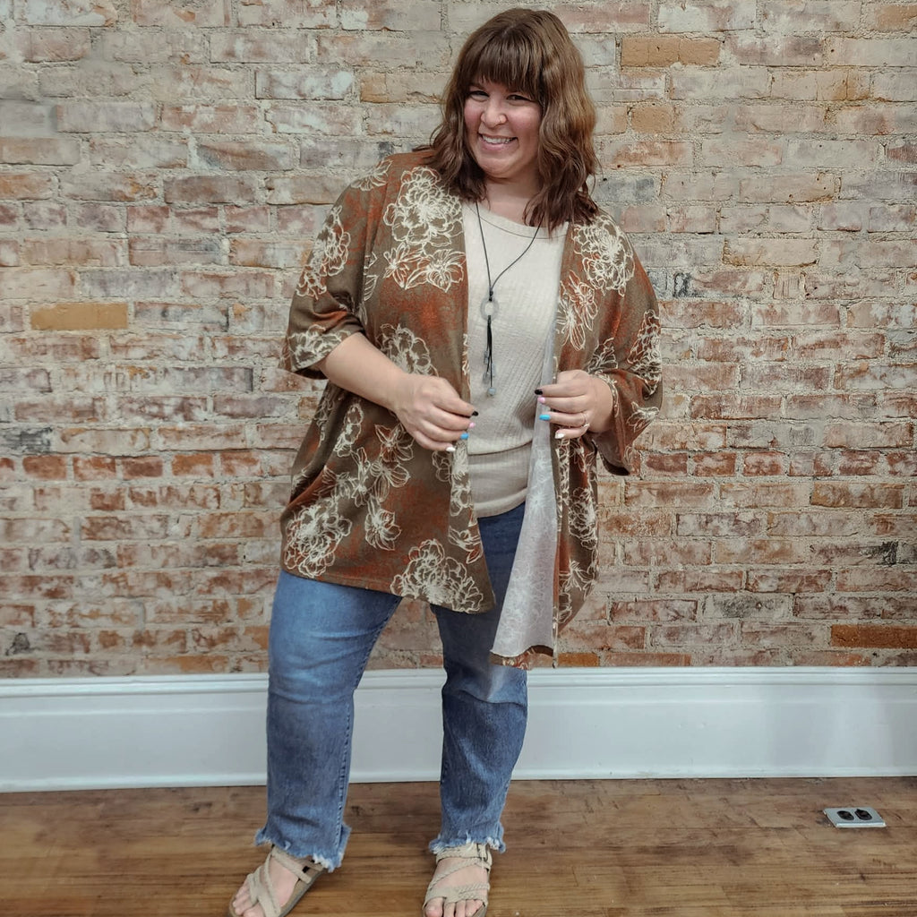 Brown Floral Kimono (one size)