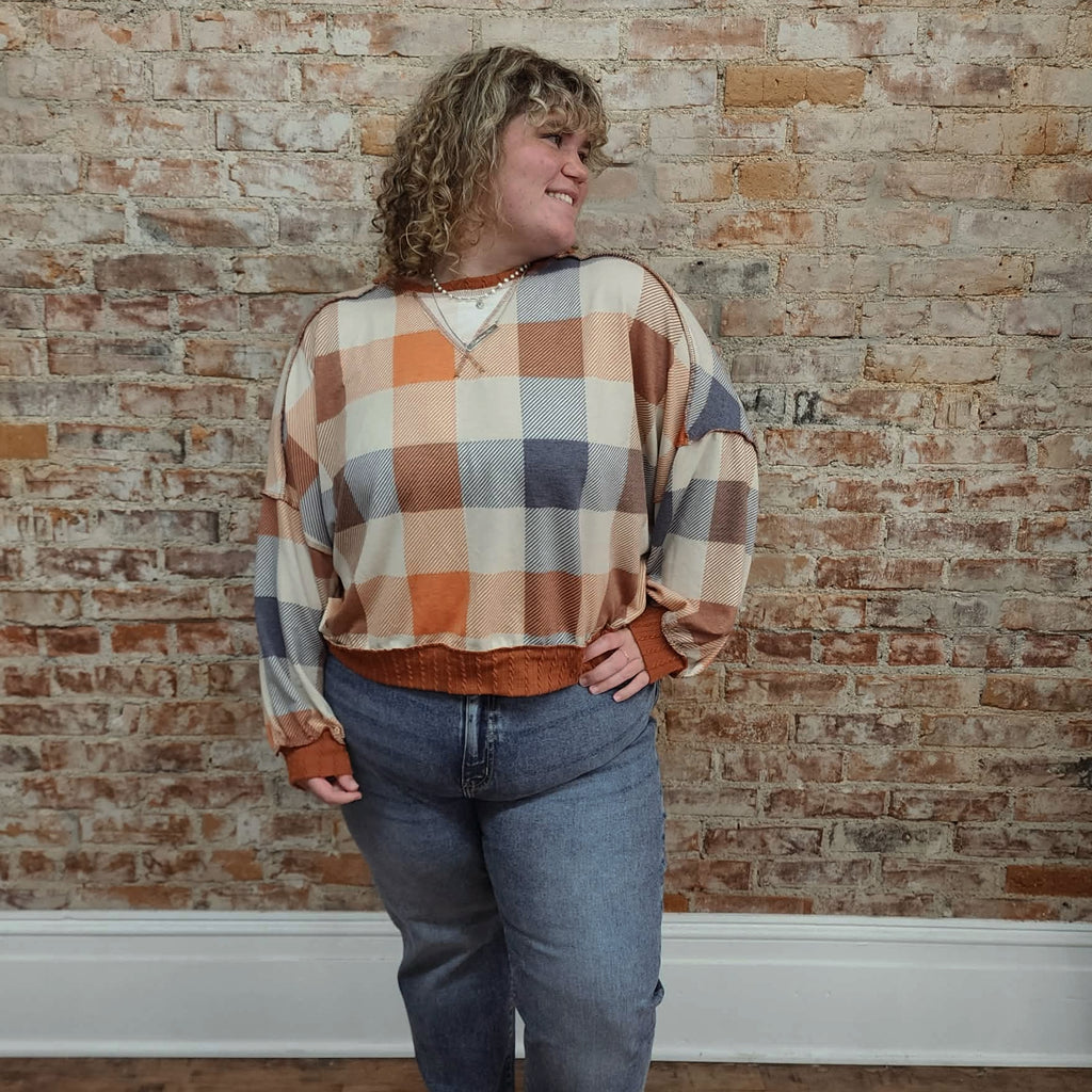 Pumpkin Plaid Top