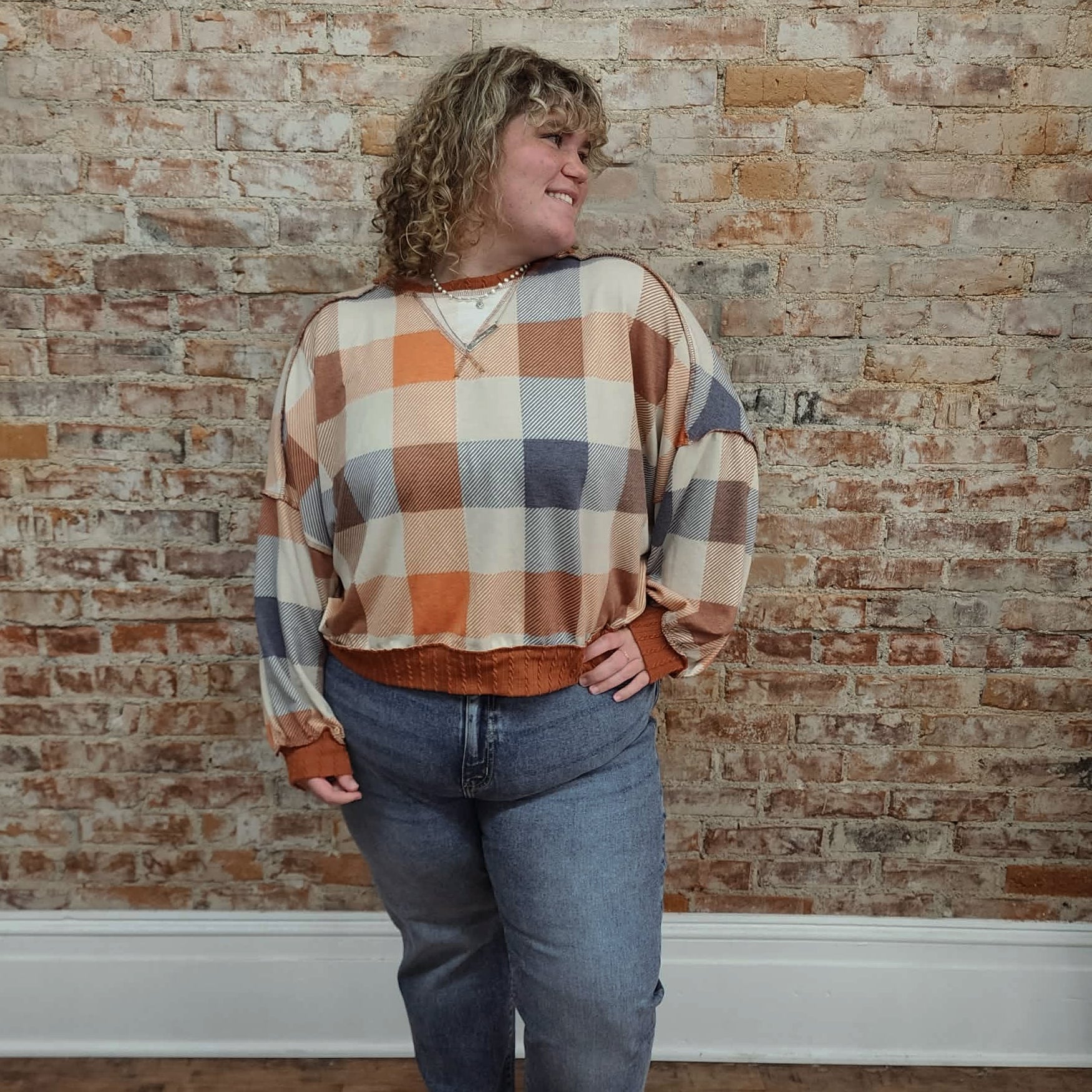 Pumpkin Plaid Top