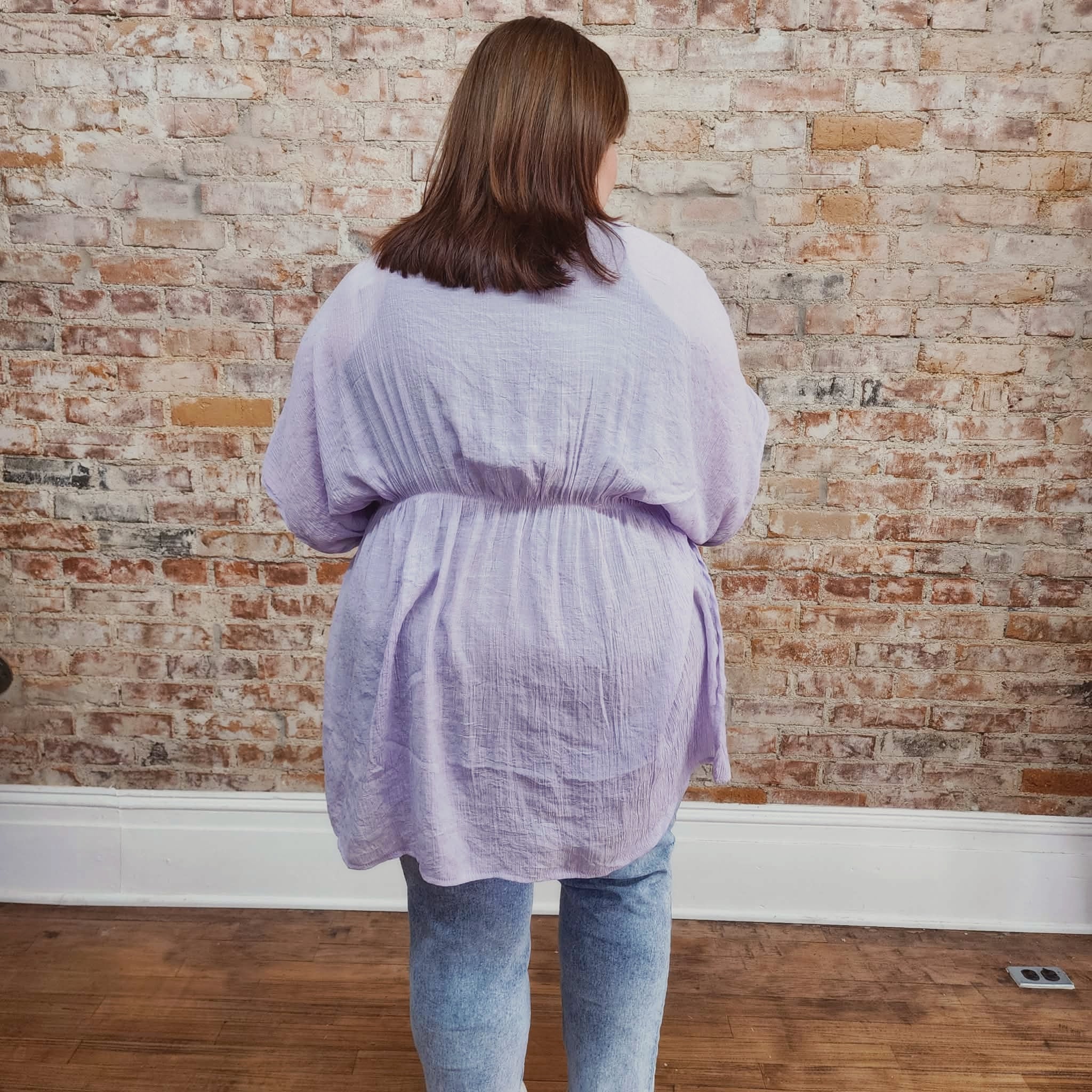 Crochet Trim Lavender Kimono