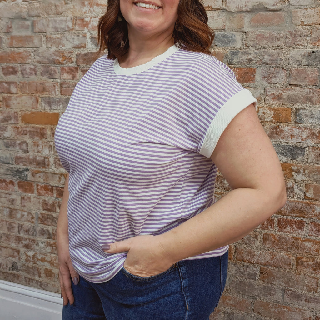 Lilac Striped Top