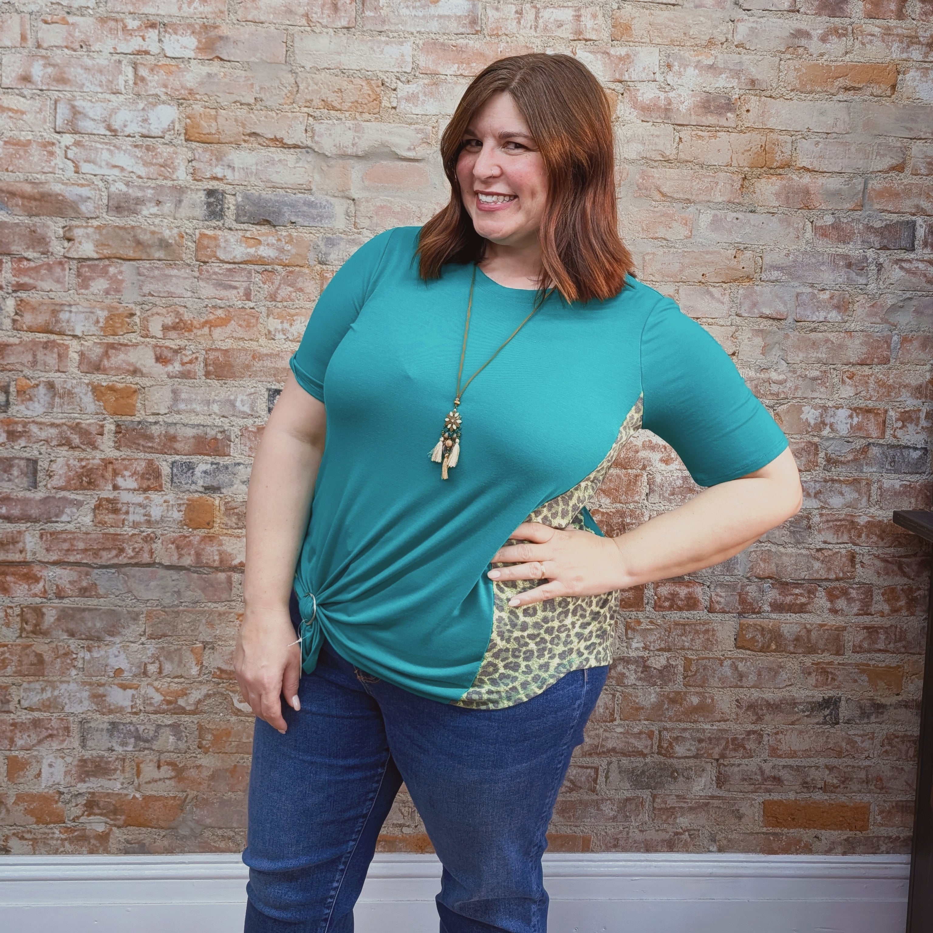 Kelly Green Animal Print Top