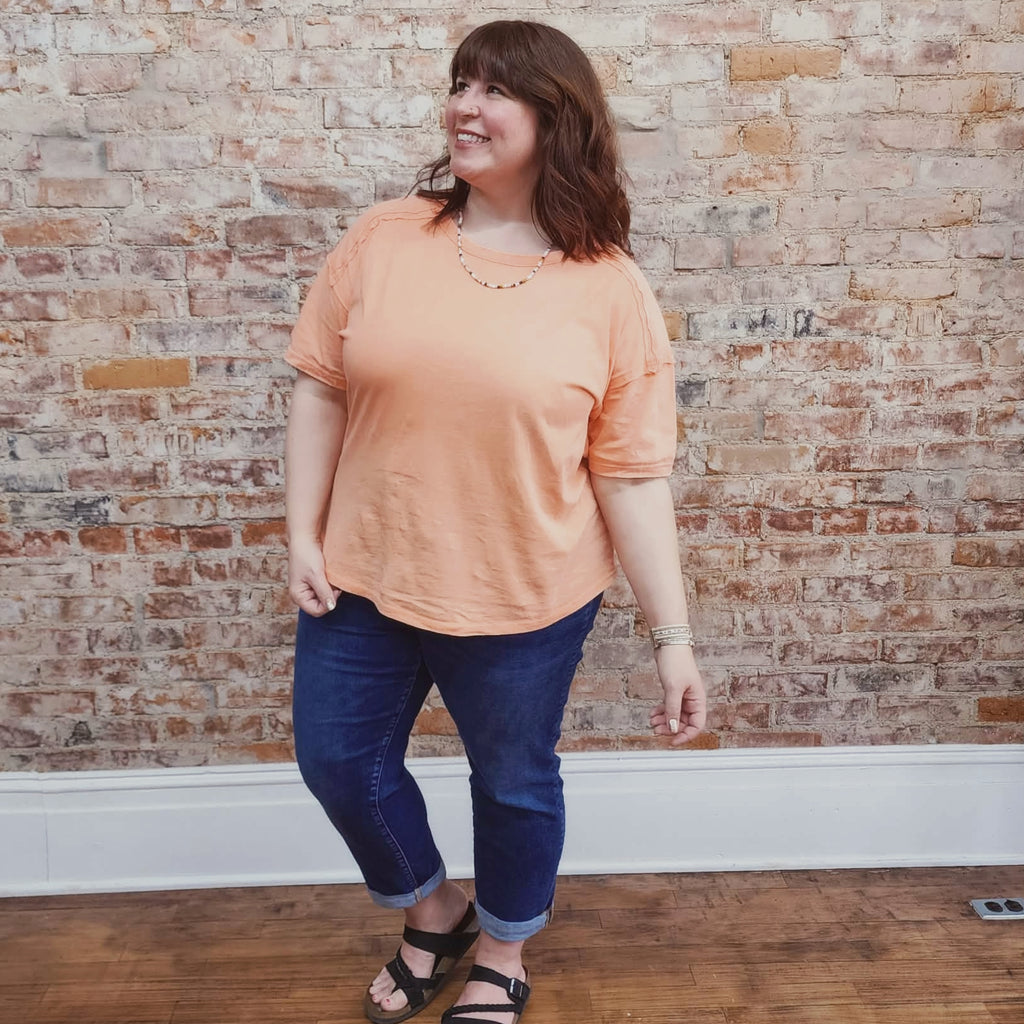 Coral Round Neck Tee