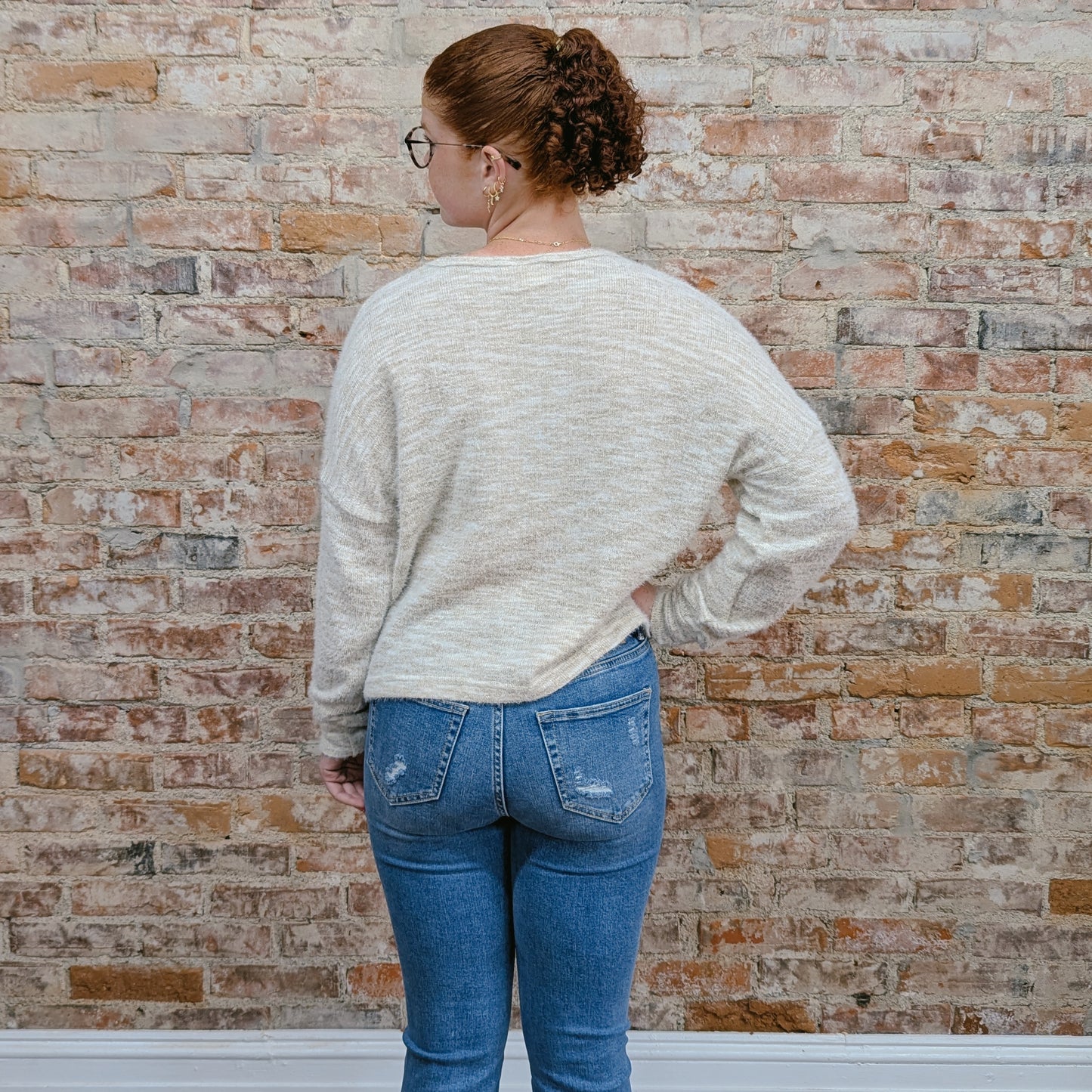 Cream Heathered Sweater