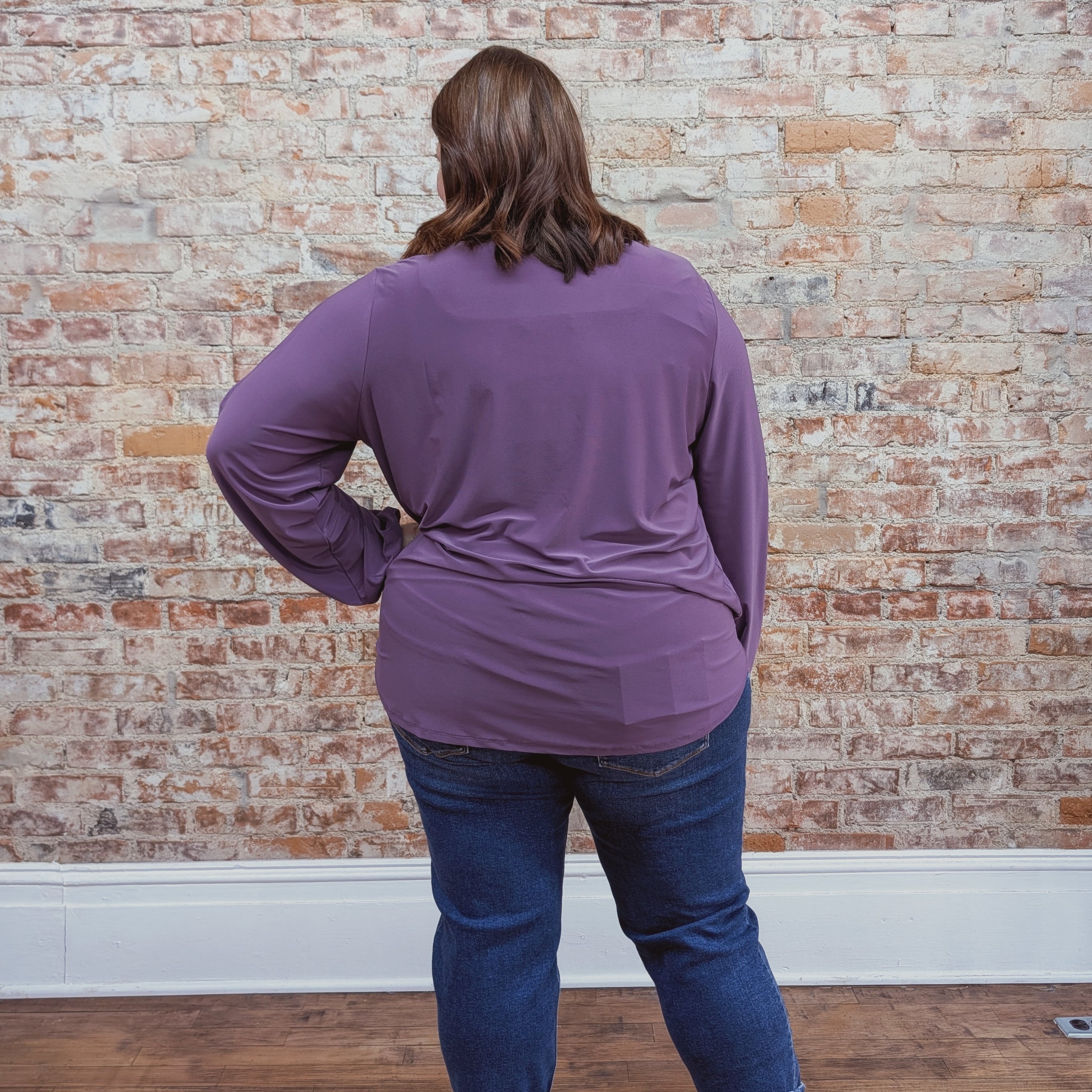 Purple Criss Cross Open Sleeve Blouse