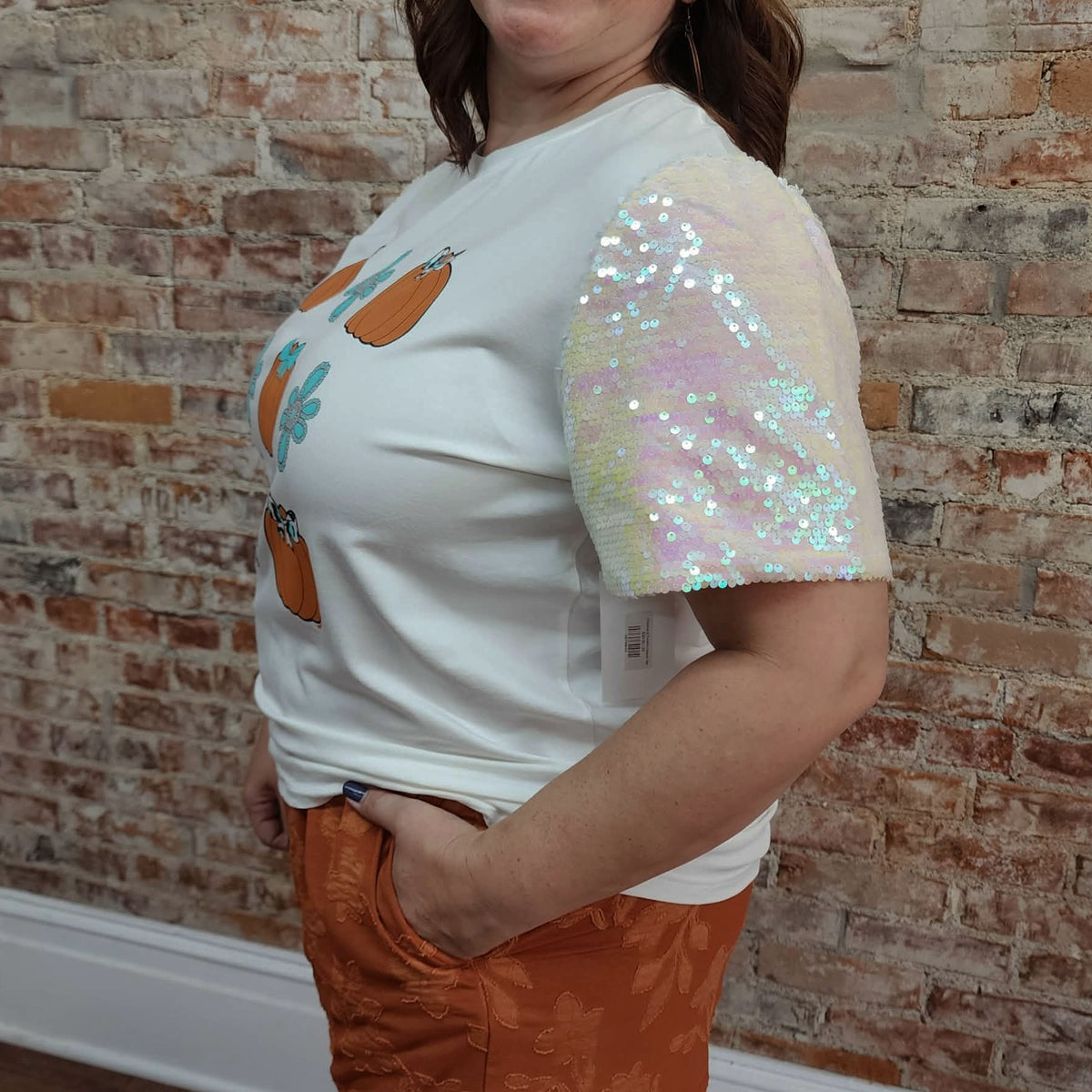 Turquoise & Pumpkin Graphic Tee