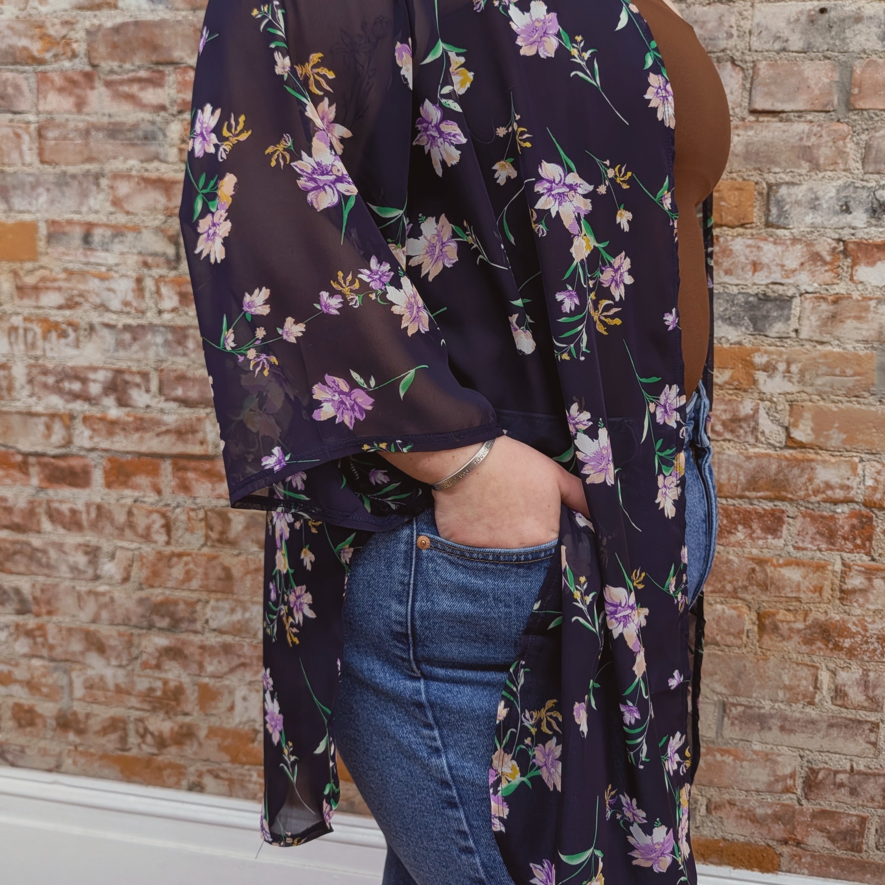 Navy Floral Kimono