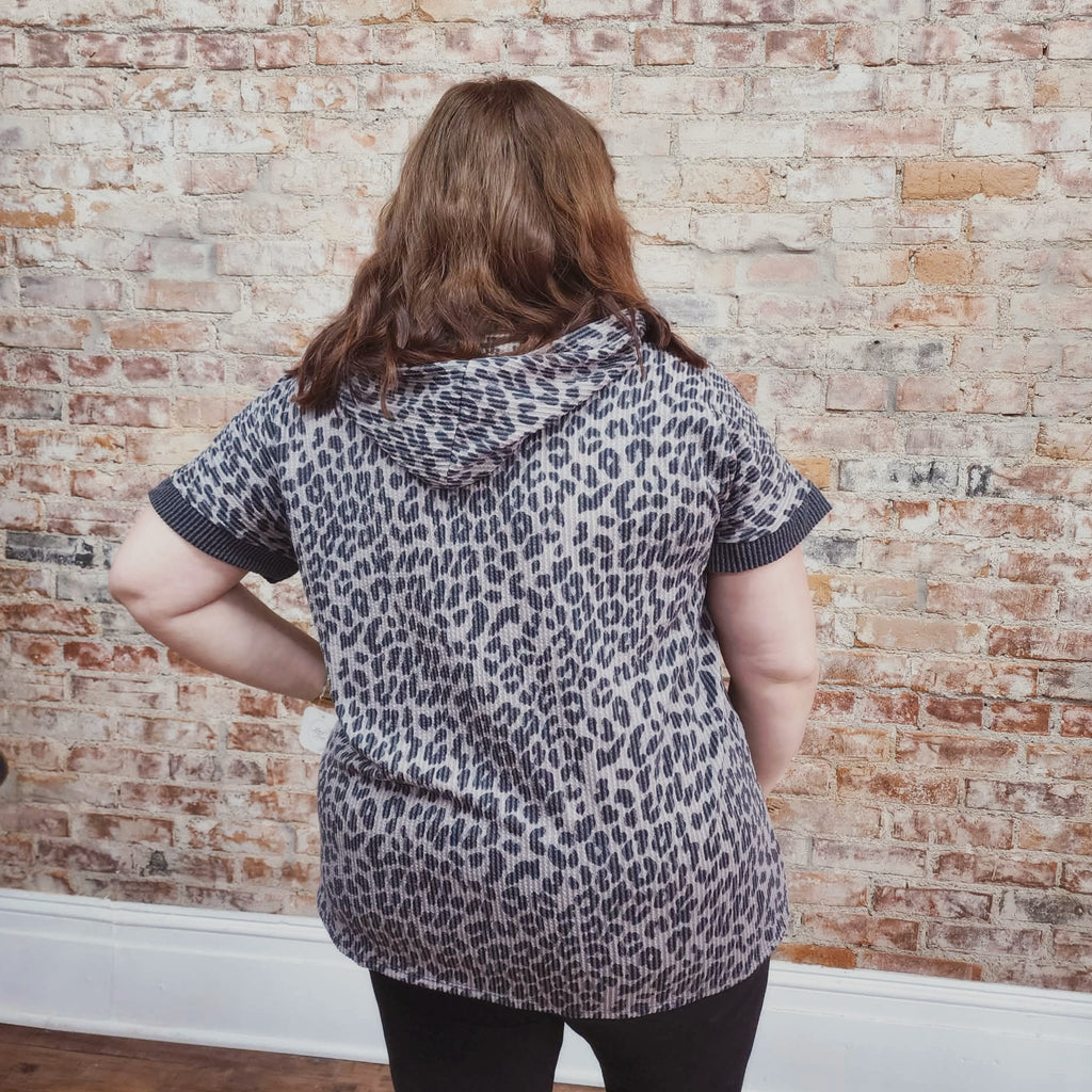 Oversized Animal Print Hooded Top