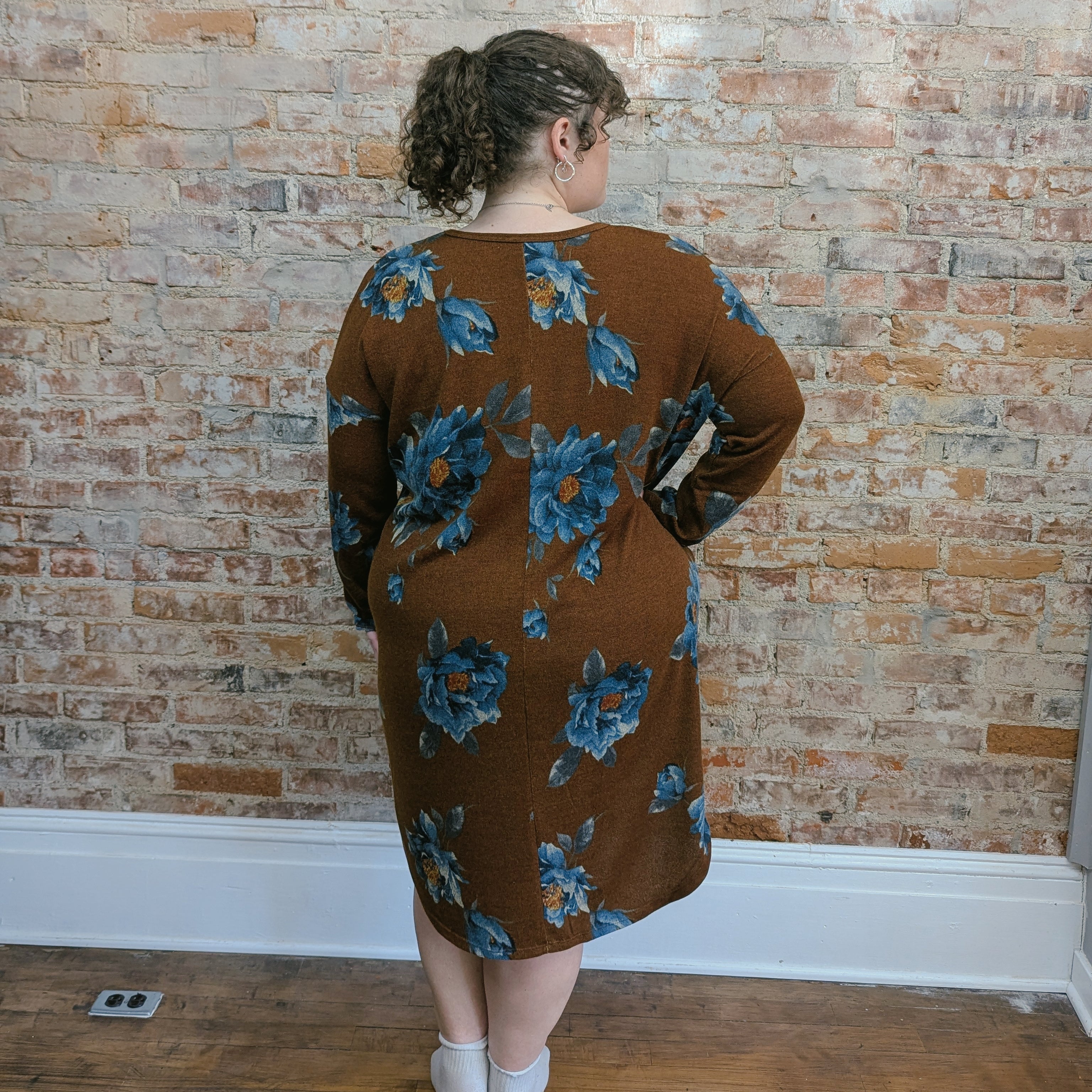 Oversized Brown Floral Dress