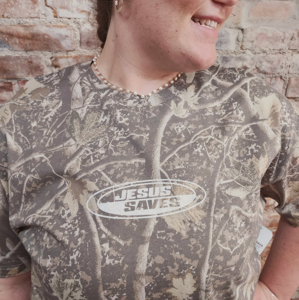 Jesus Saves Camo Tee