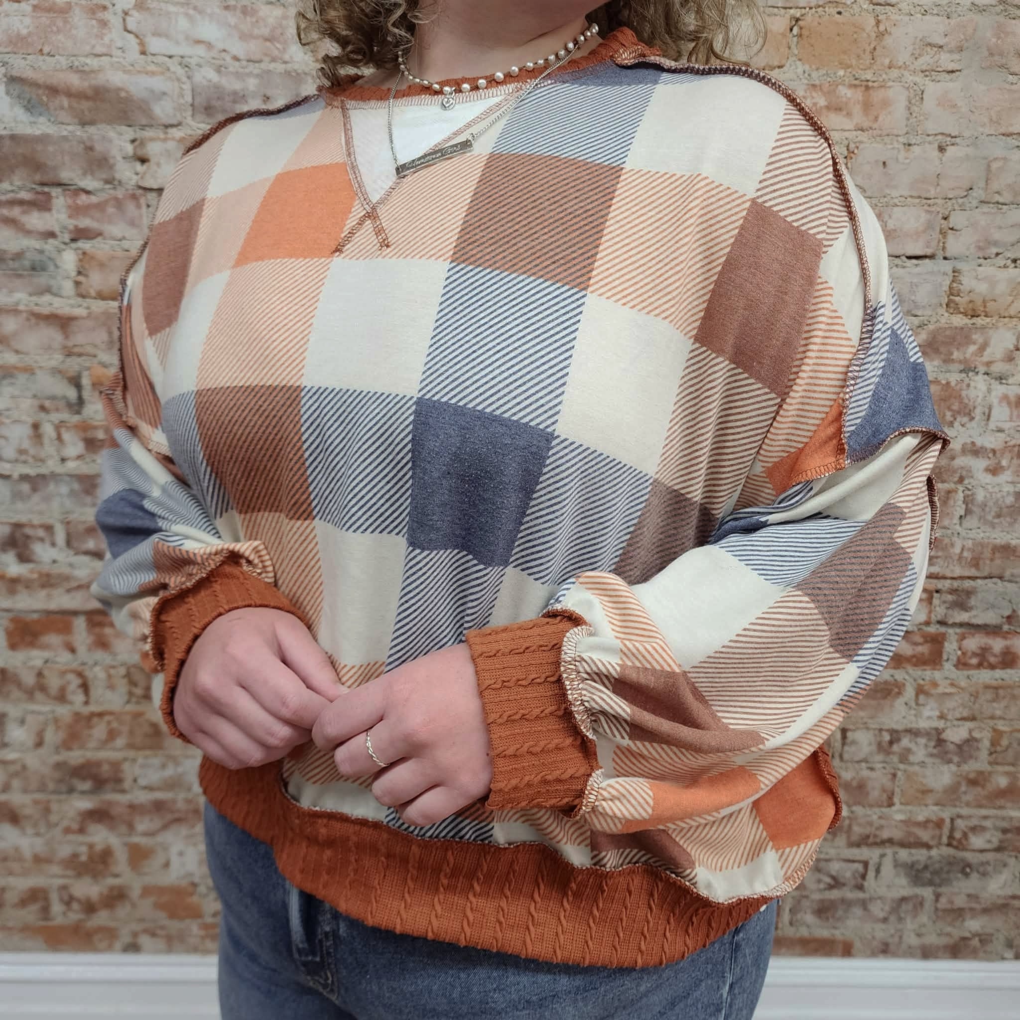 Pumpkin Plaid Top
