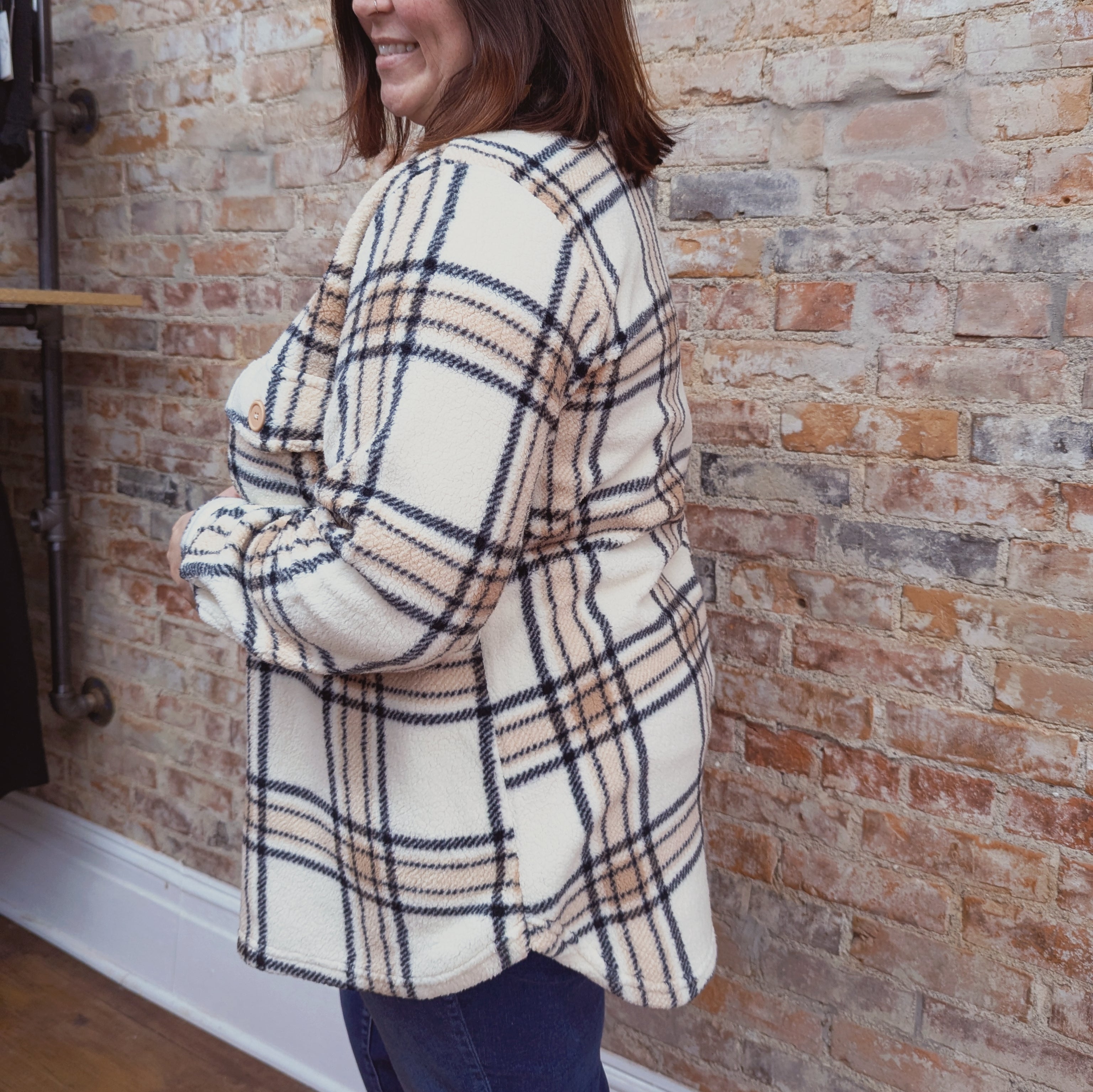 White and Pink Fleece Jacket