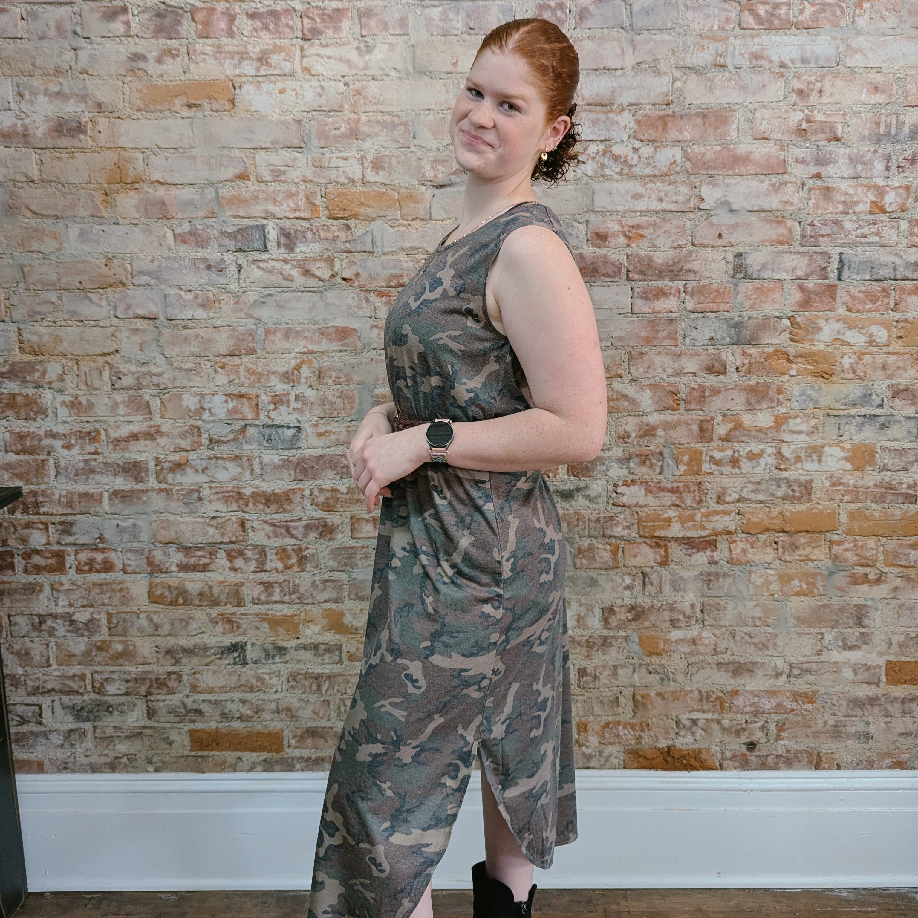 Sleeveless Camo Maxi Dress