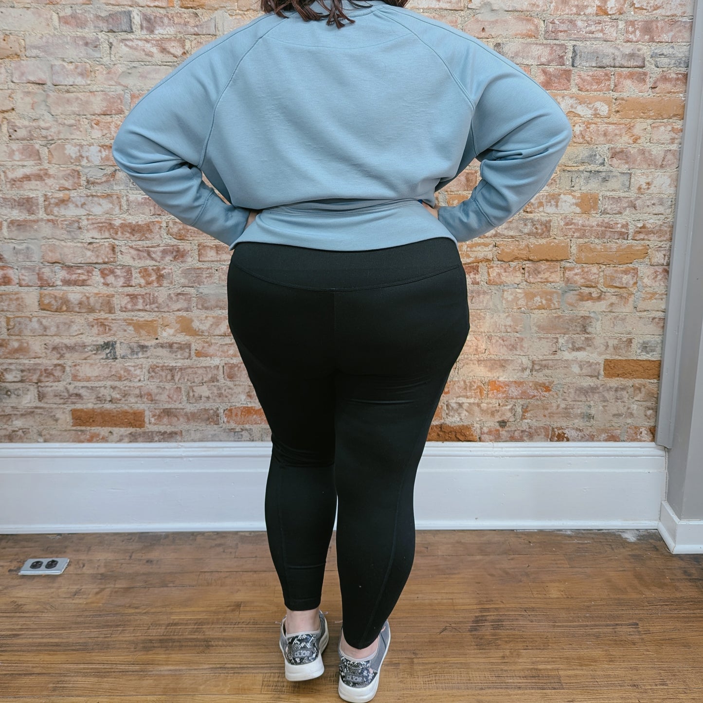 Black Wide Band Leggings with Pockets