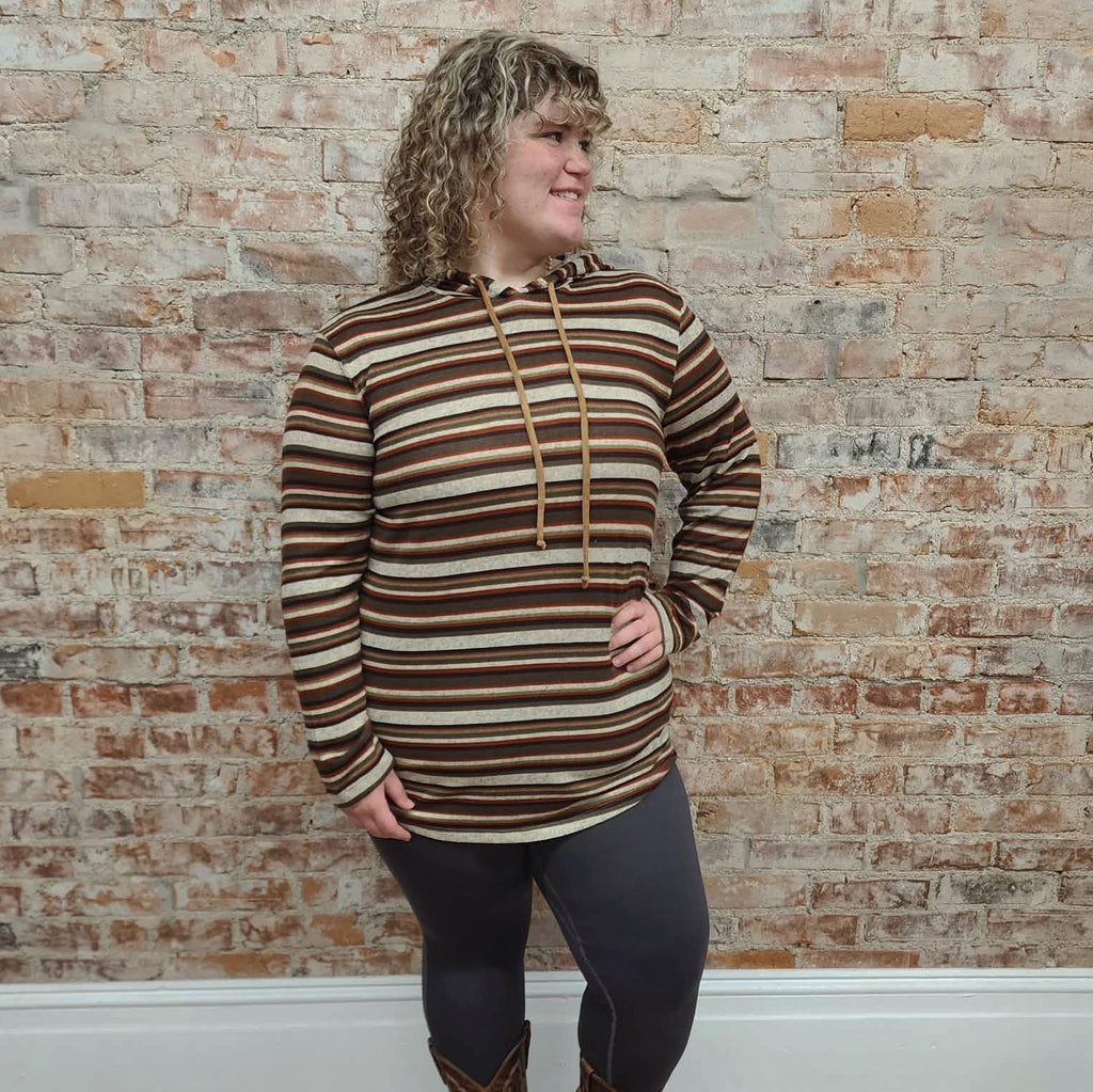 Striped Hooded Top
