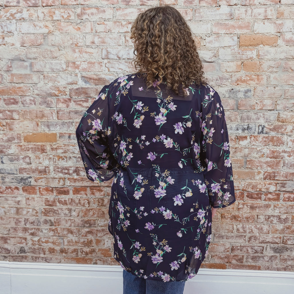 Navy Floral Kimono
