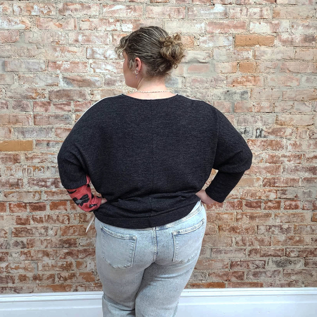 Pink Print Colorblock Top