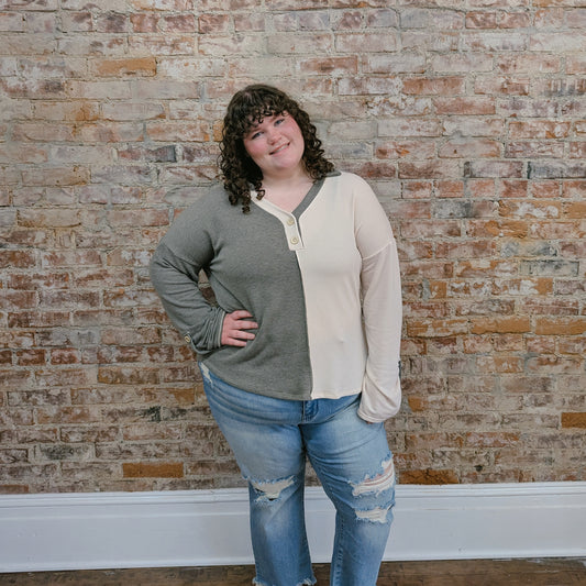 Colorblock Sage Top