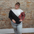 Pink Print Colorblock Top