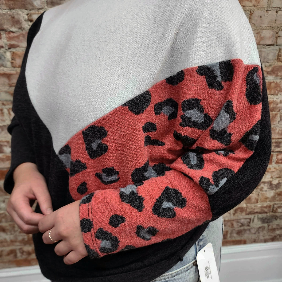 Pink Print Colorblock Top