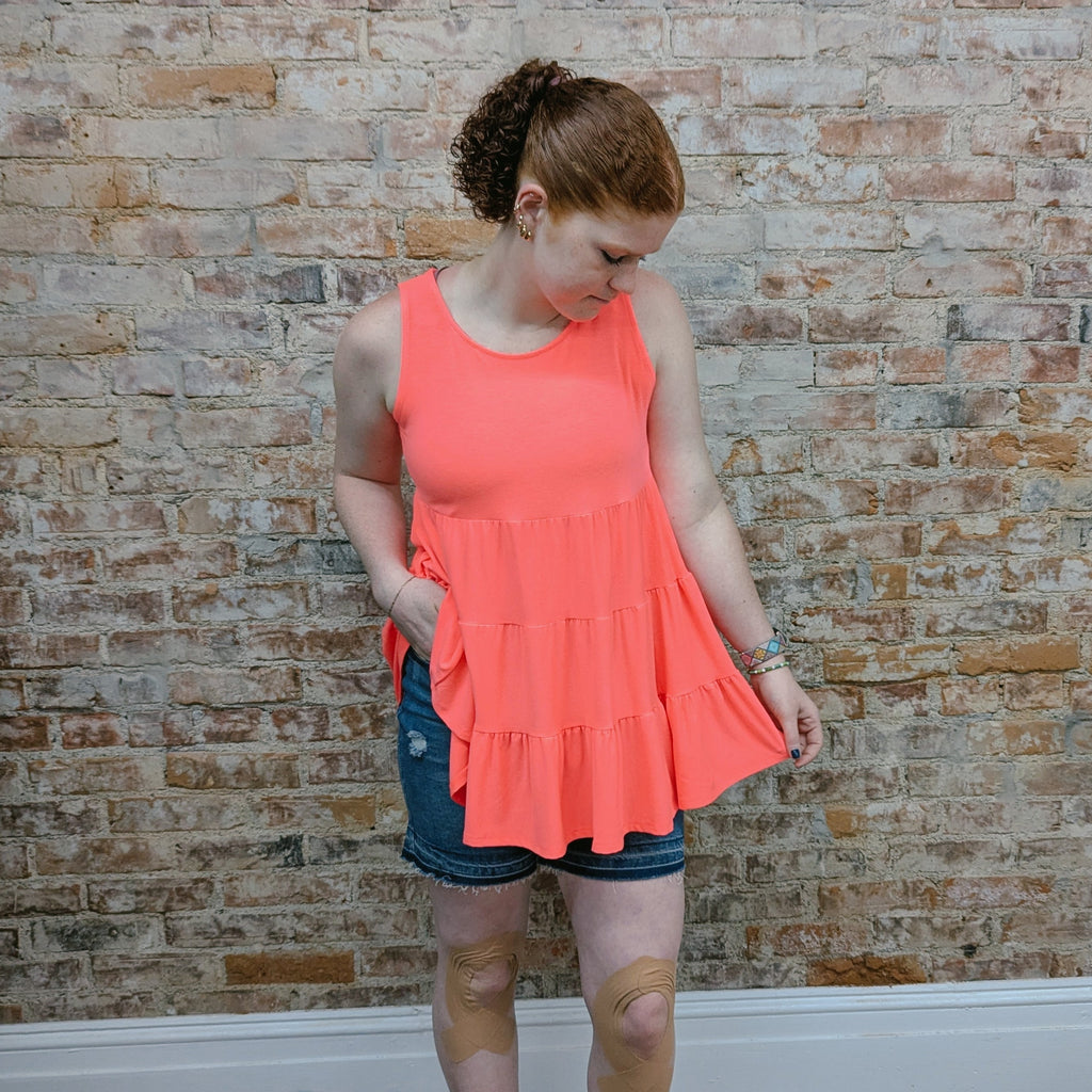 Coral Tiered Tank Top
