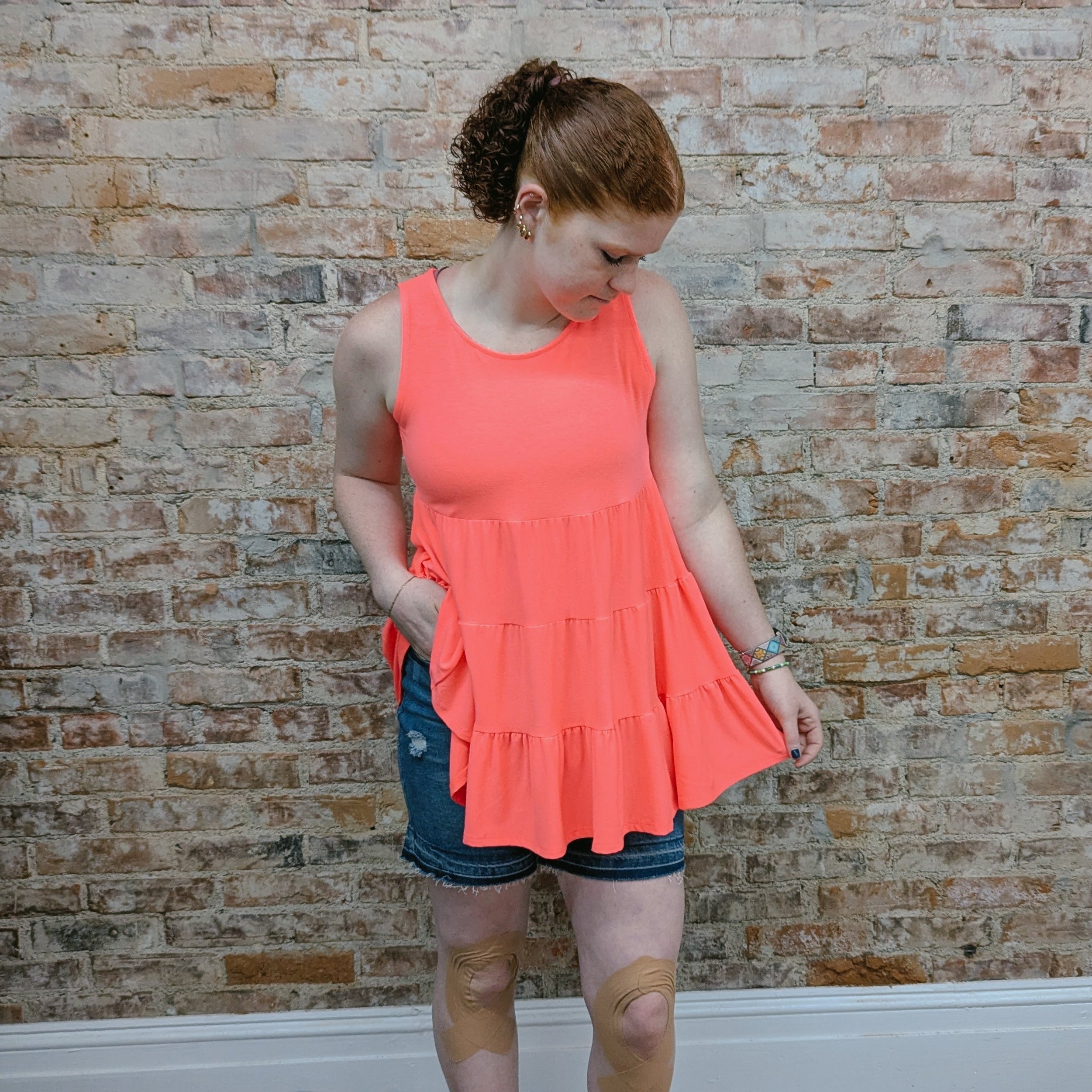 Coral Tiered Tank Top