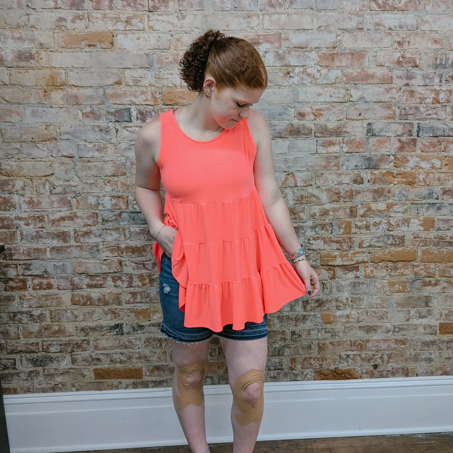Coral Tiered Tank Top
