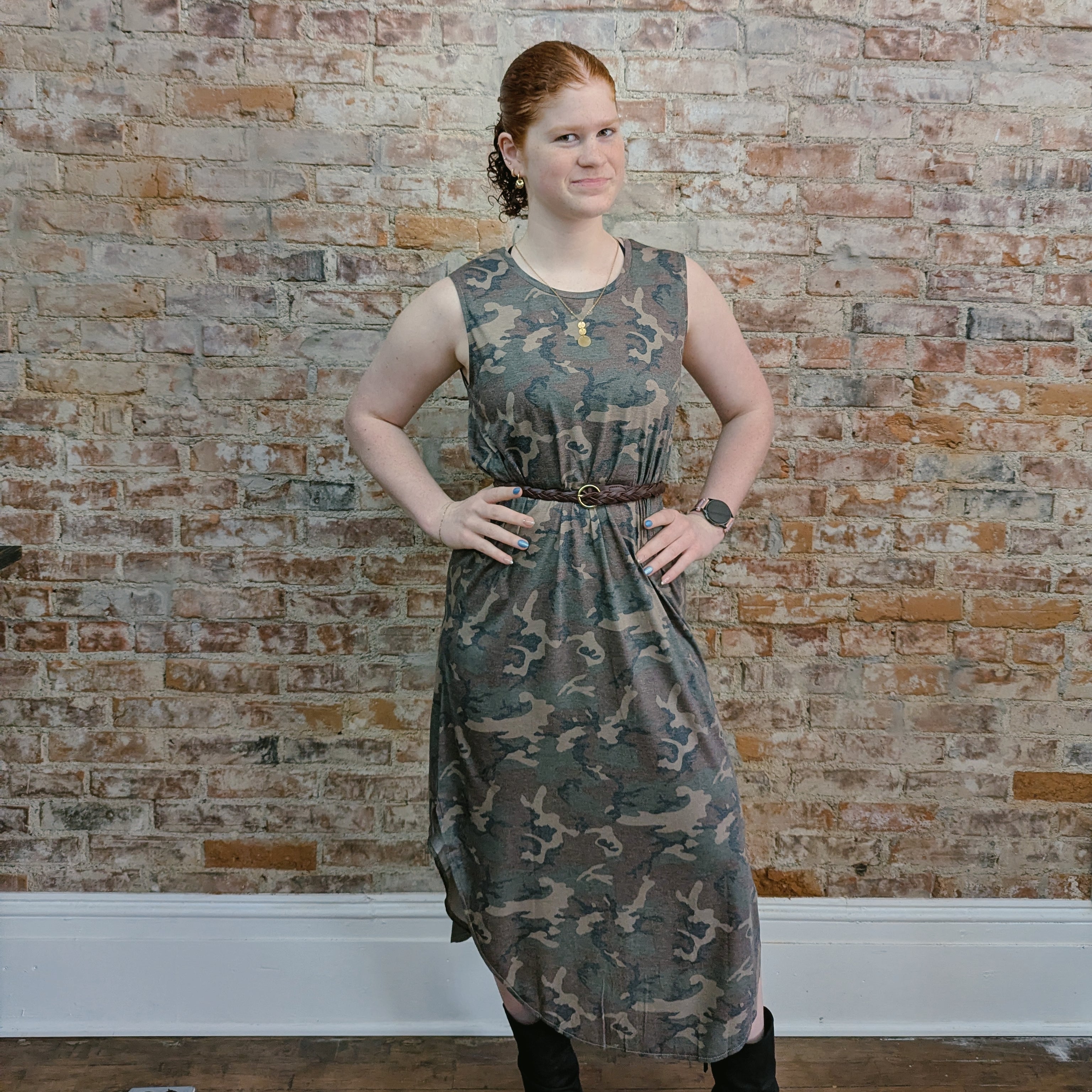 Sleeveless Camo Maxi Dress