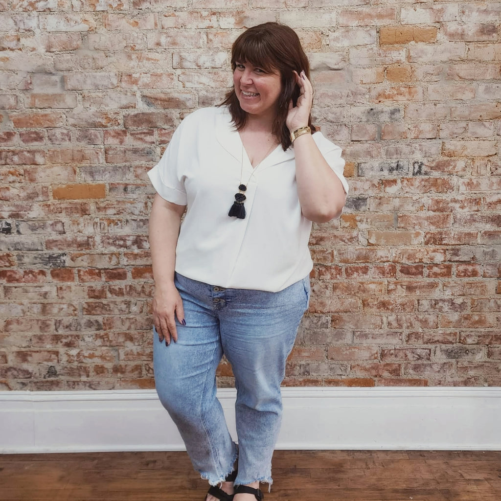 White Short Sleeve Blouse