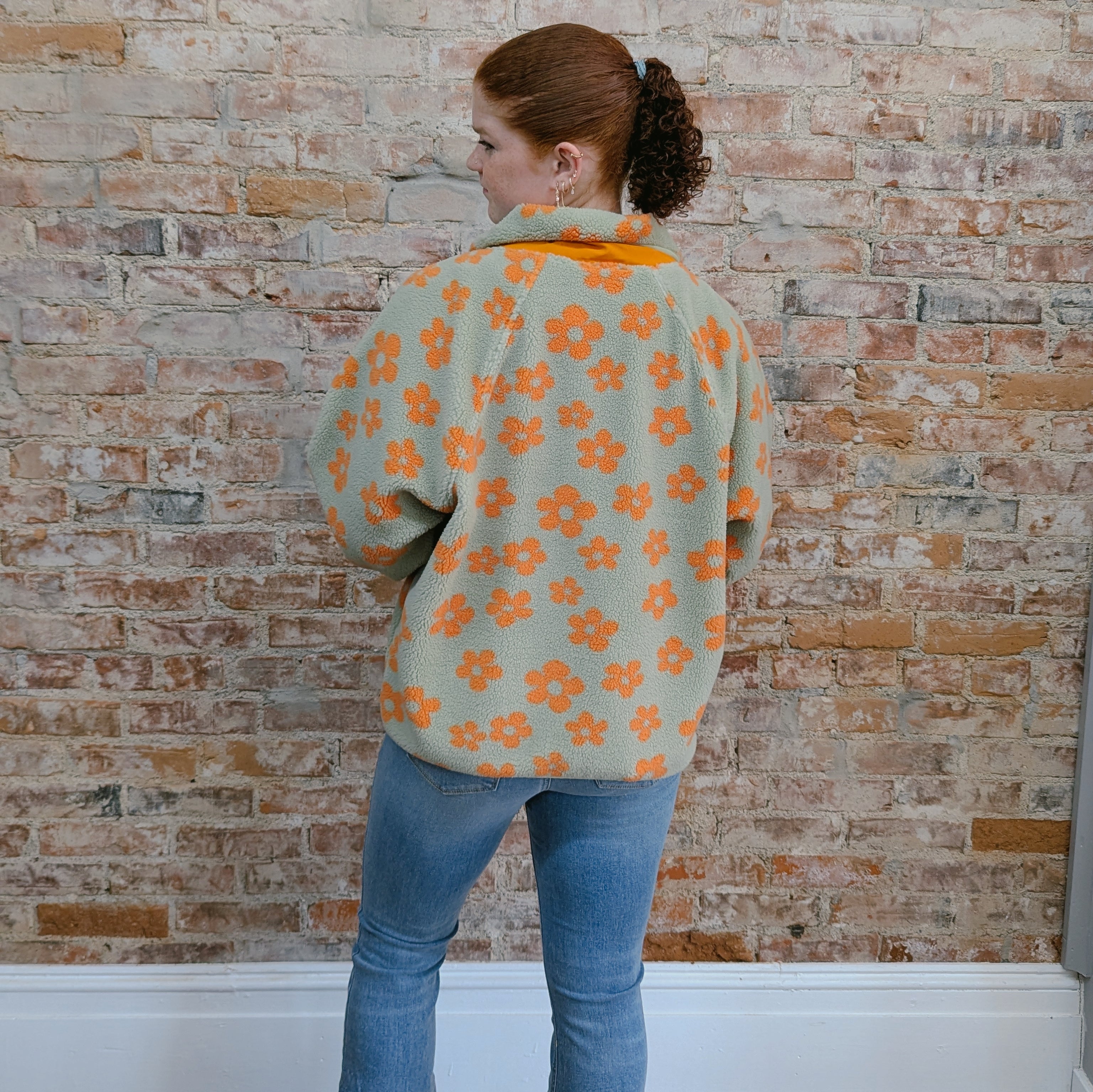 Flower Patterned Fleece Jacket