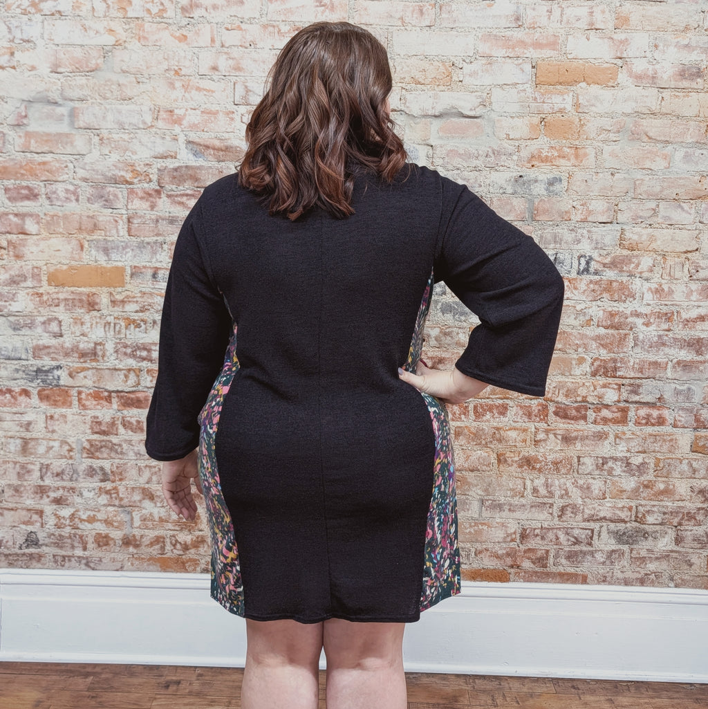 Black Floral Panel Dress