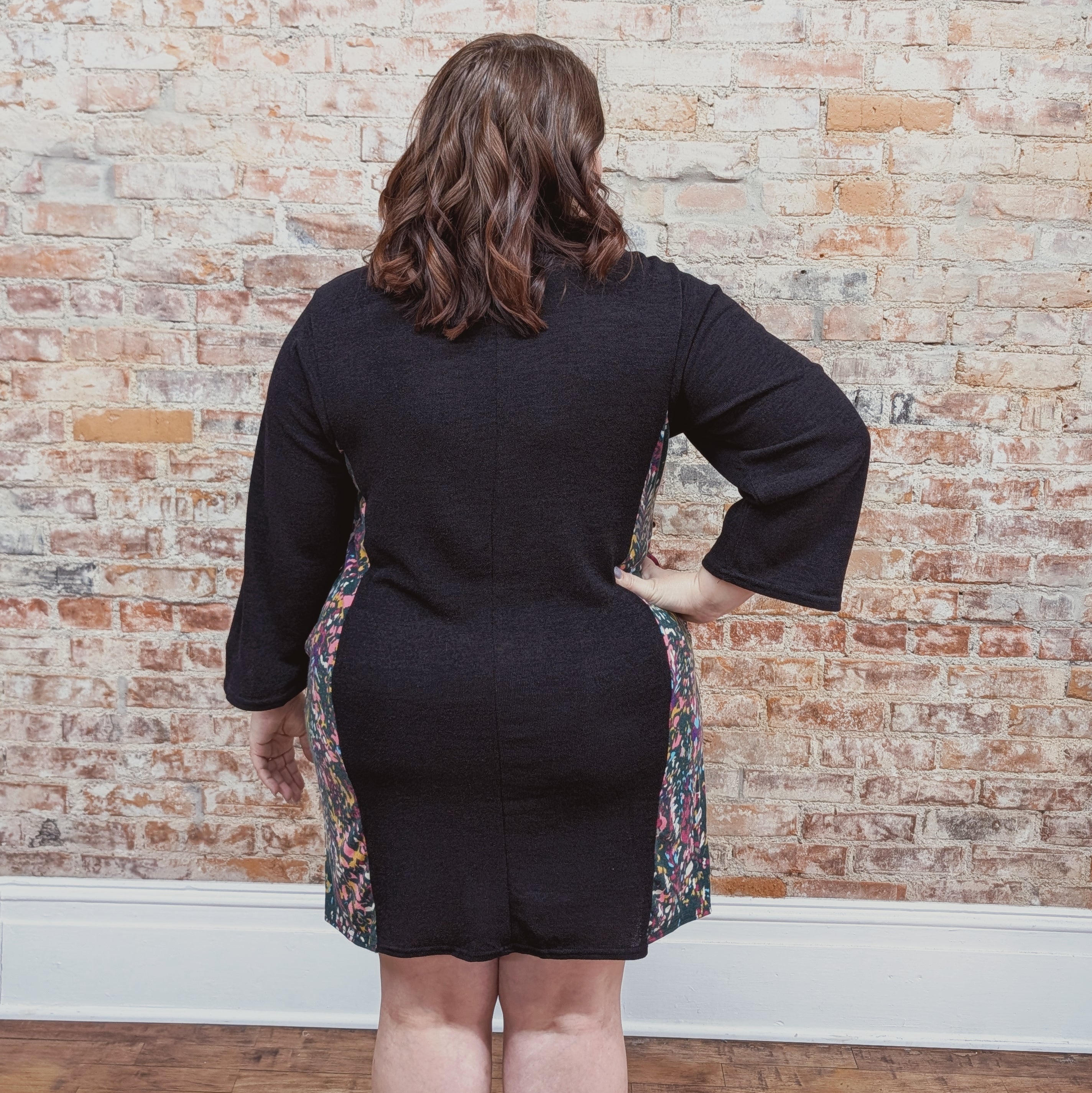 Black Floral Panel Dress