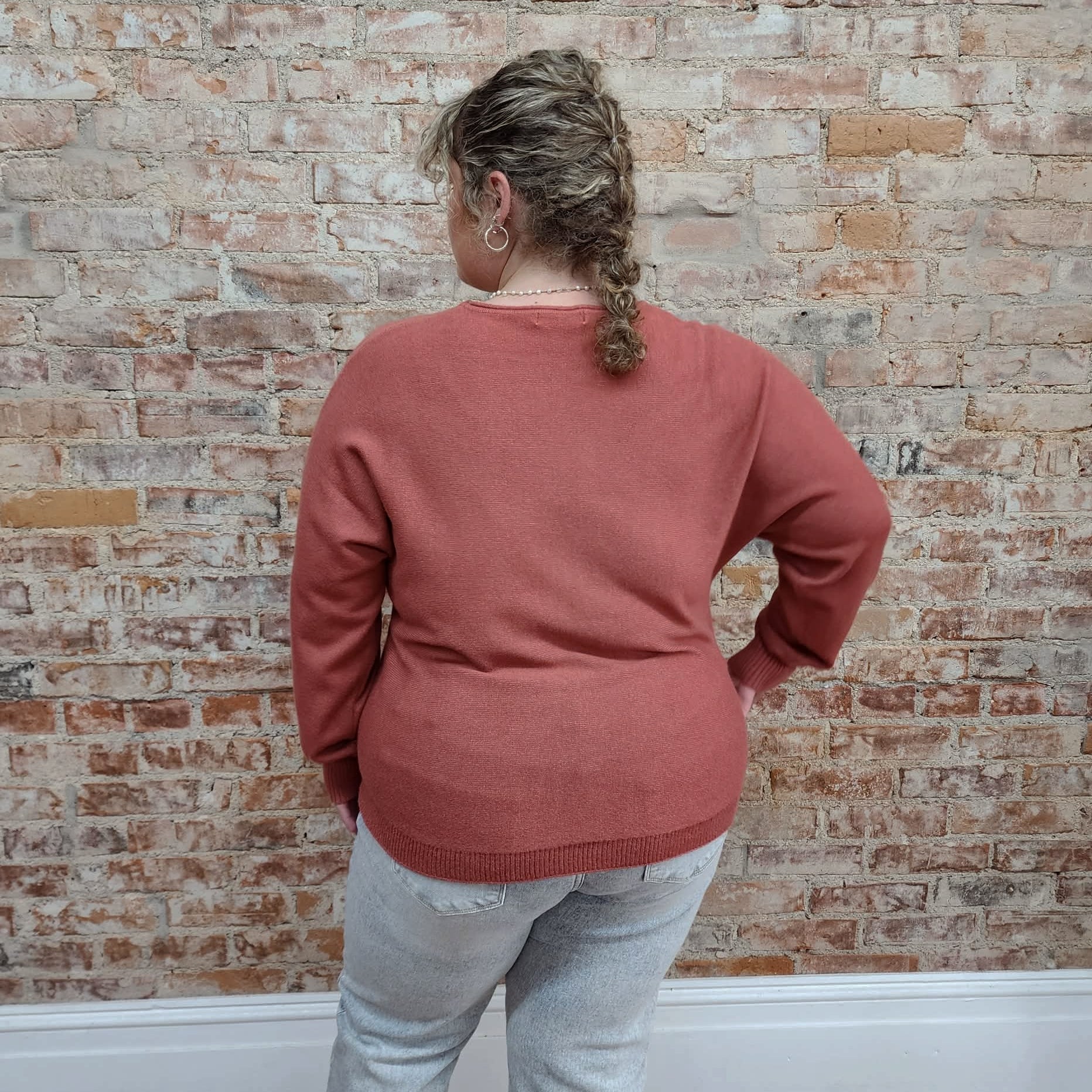 Fall Coral Soft Sweater
