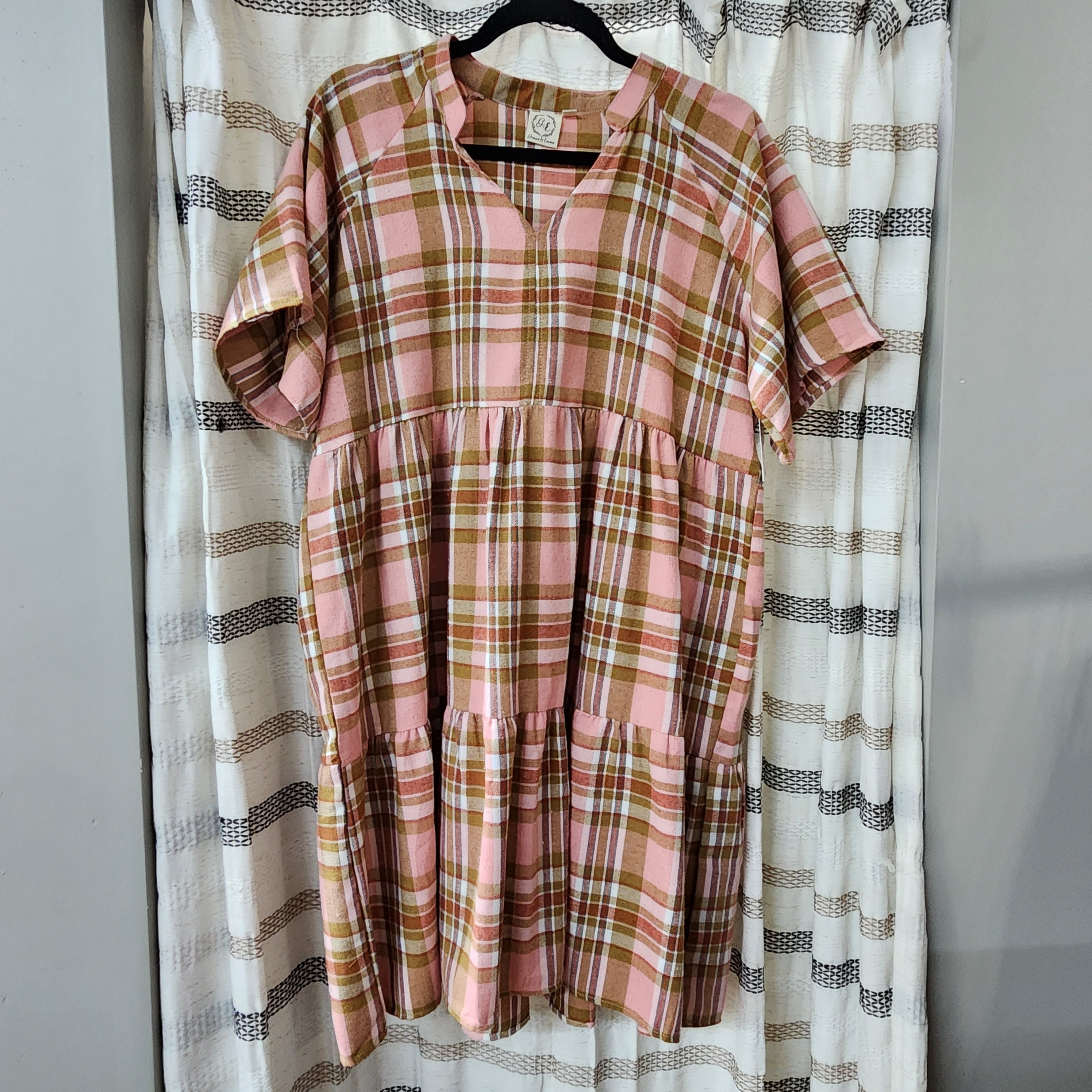Pink Plaid Dress *clearance item, cannot be returned*