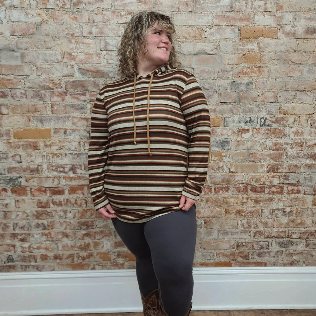 Striped Hooded Top