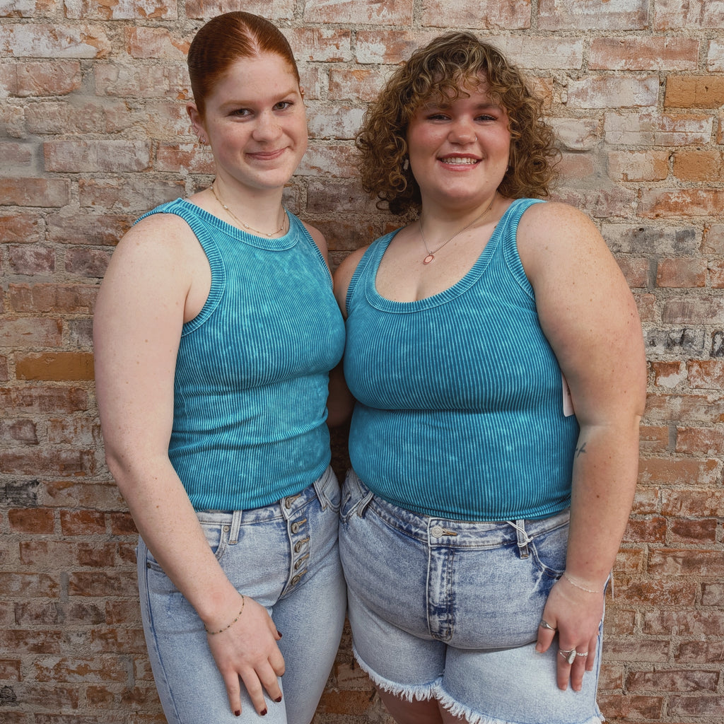 Teal Ribbed Tank