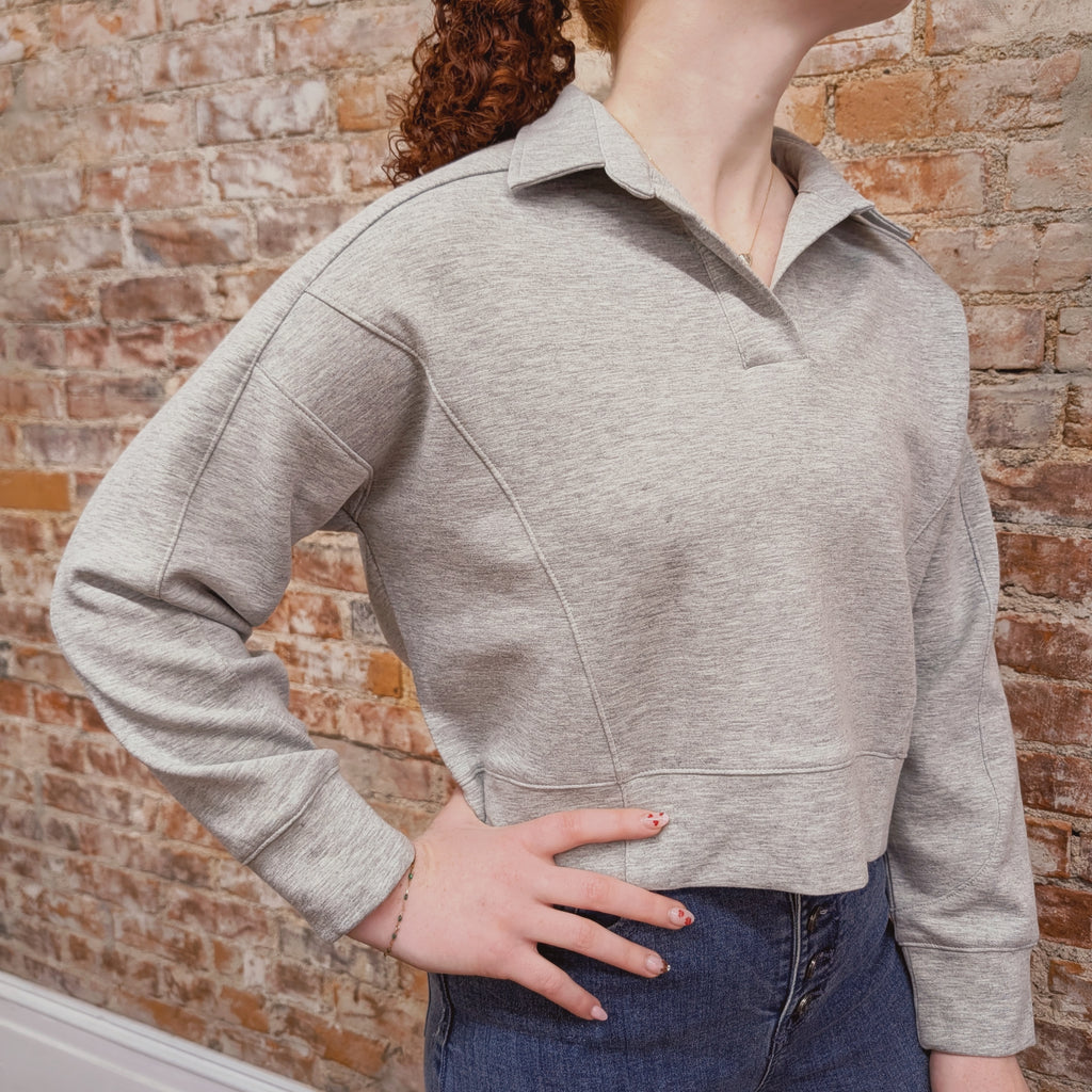 Grey Cropped Collar Sweatshirt