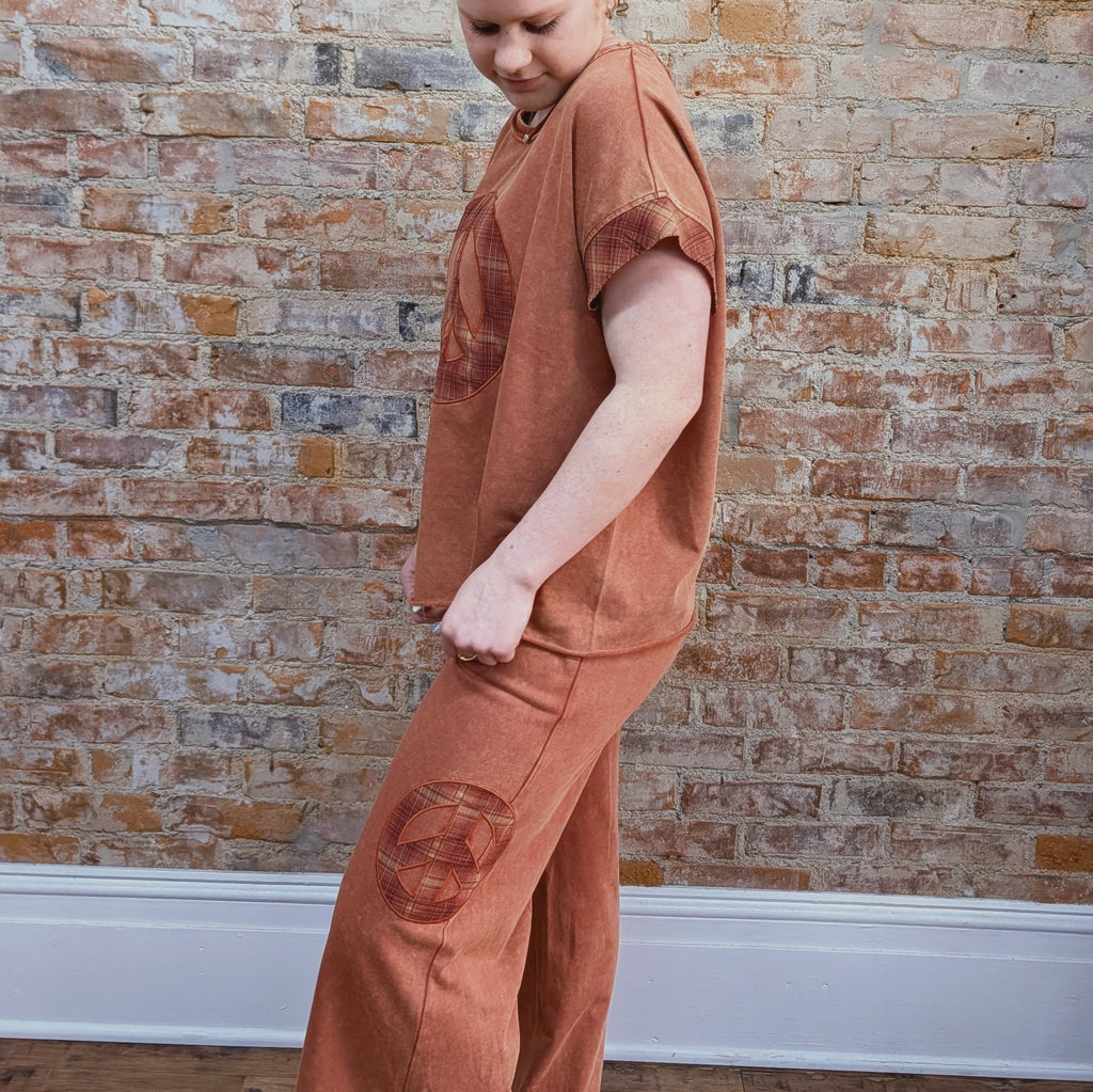 Peace Sign Patchwork Pants