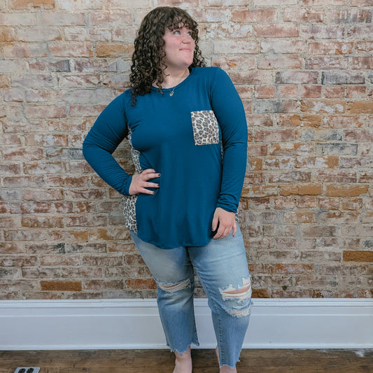 Animal Print Teal Top