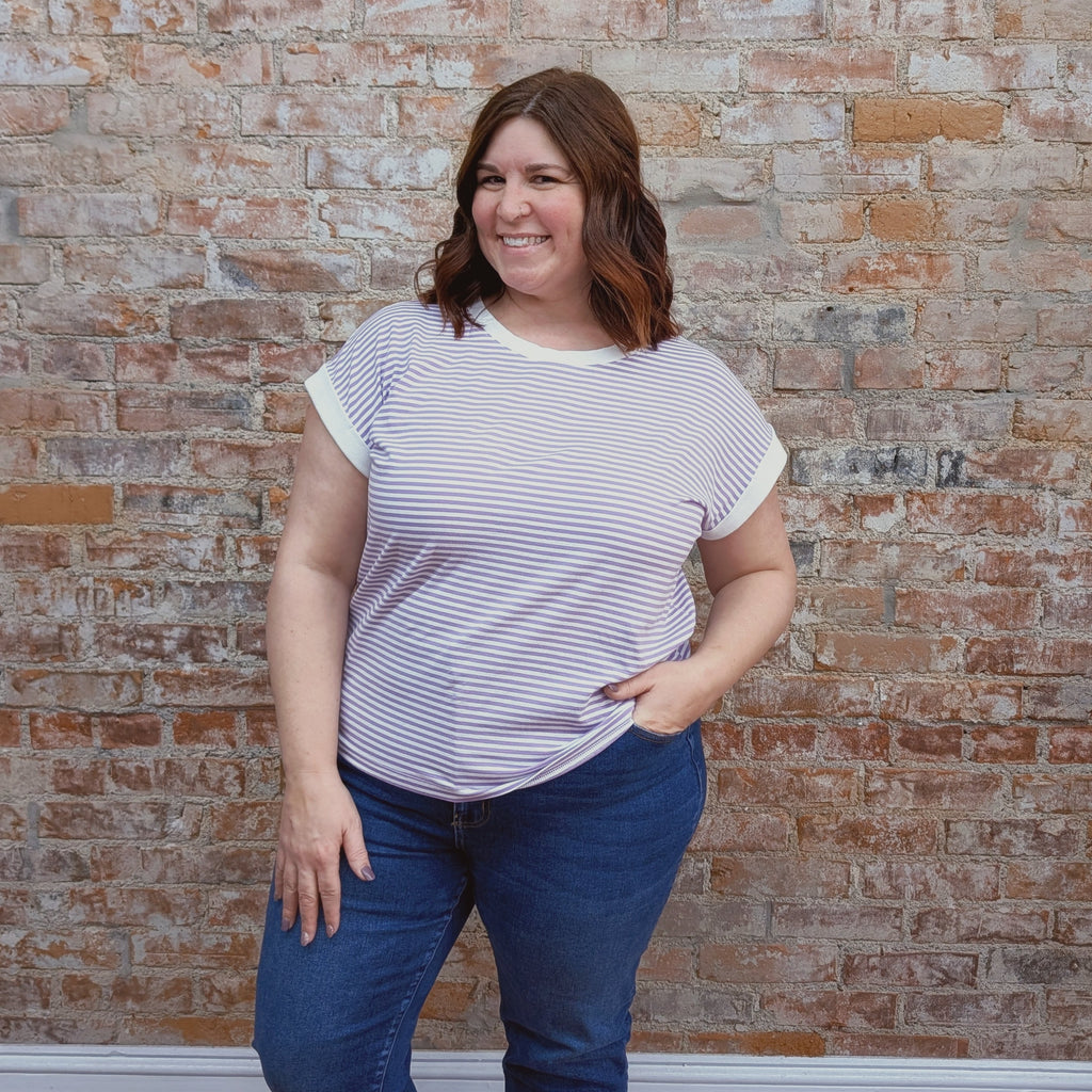 Lilac Striped Top