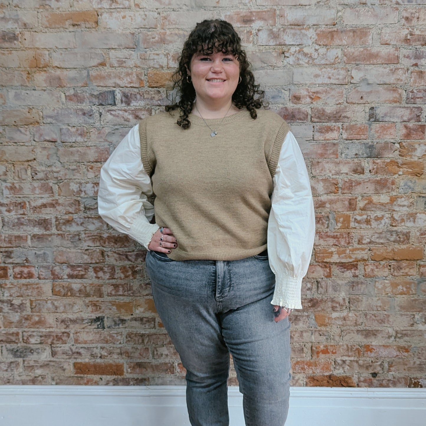 Latte Sweater Vest Combo Top