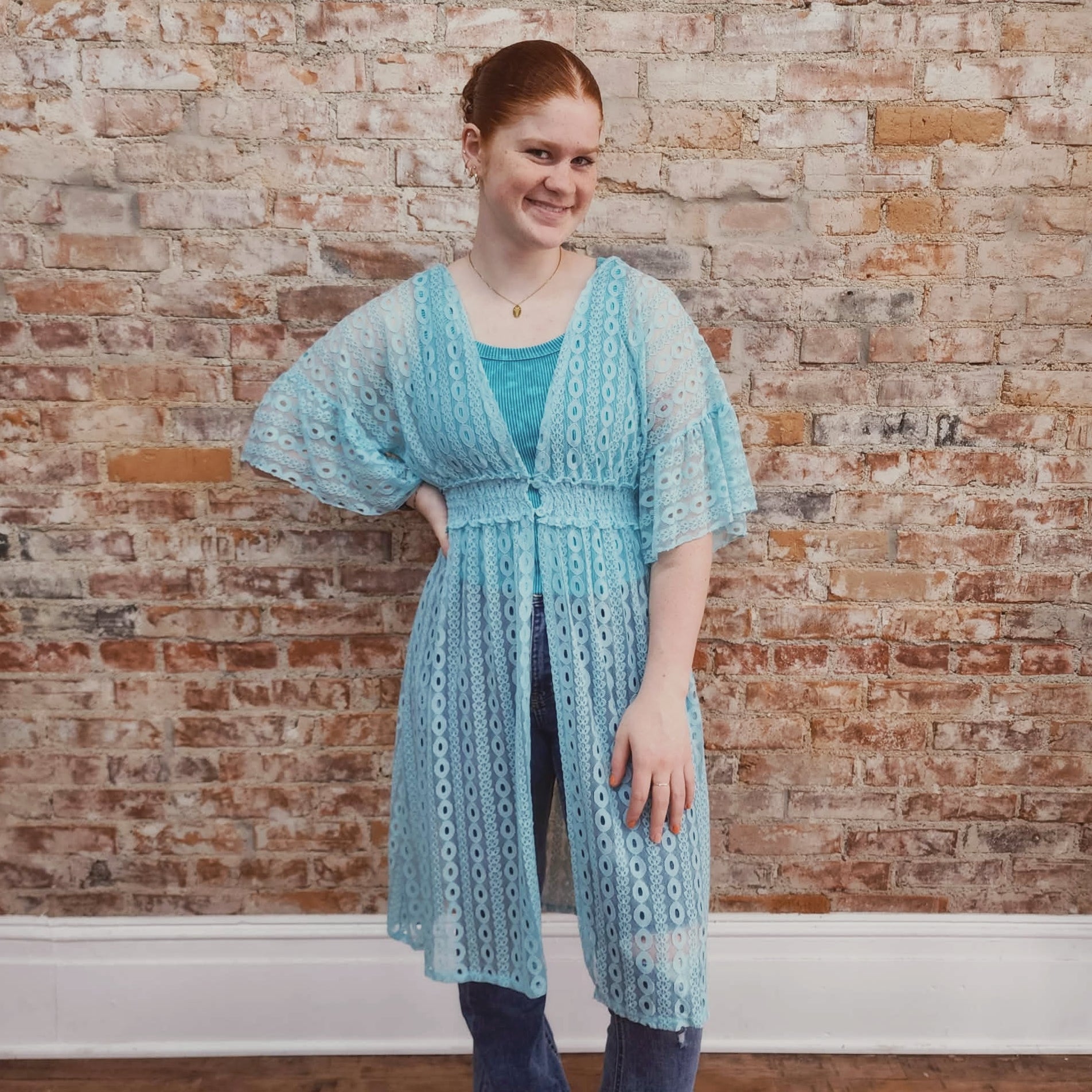 Aqua Long Kimono